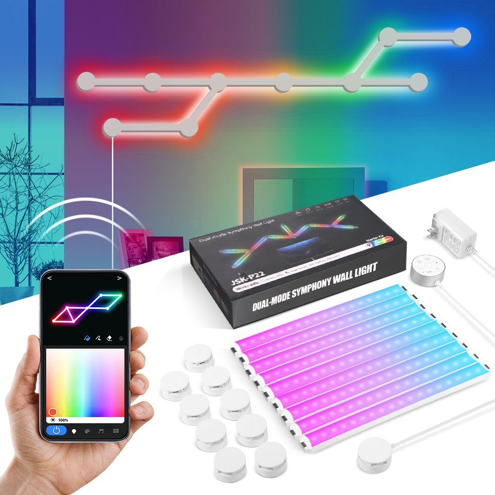 XERSEK LED-Streifen Smart, RGB & IC, Musiksyn, Bluetooth für Schlafzimmer  Spielzimmer, RGB, App, Ambiente-Wandleuchten, LED-Lichtleisten ,Heimdekoration