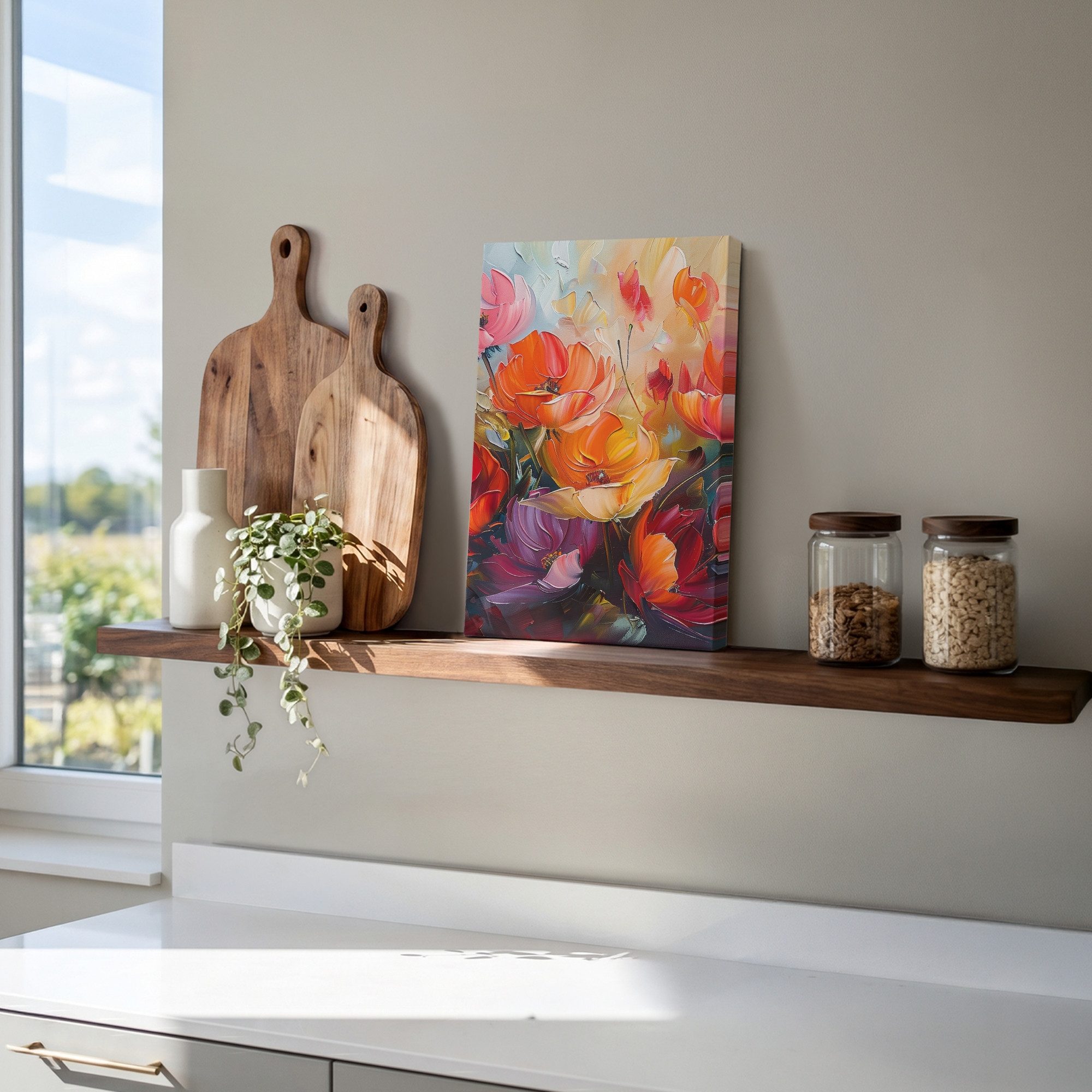 OneMillionCanvasses® Leinwandbild Blumen - Bunt - Malerei - Abstrakt - Kunst, Fotodruck (1 St), Leinwand Canvas Wandbild, Wanddekoration 20x30 cm – Bild 5 von 5