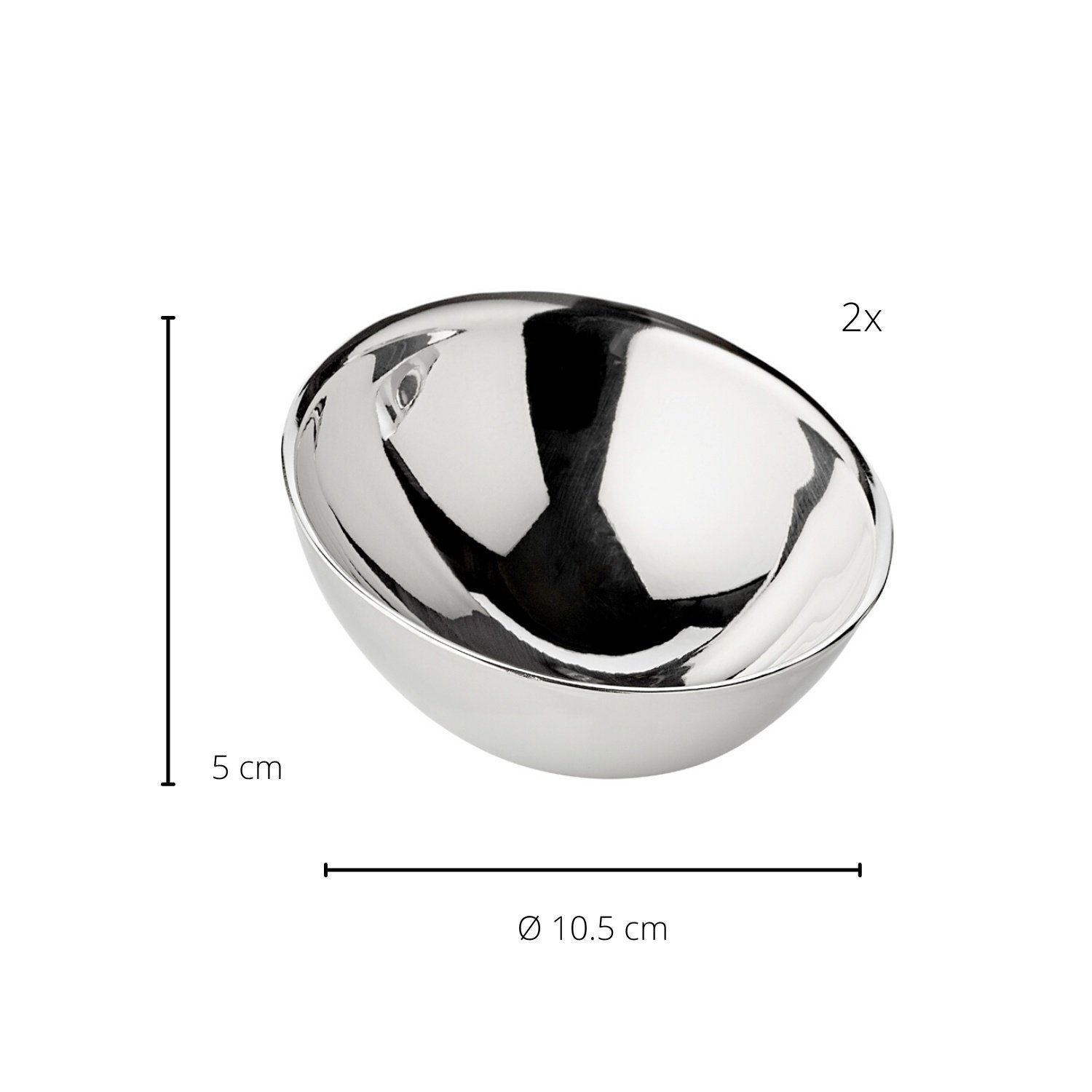 EDZARD Servierschale Asti, Edelstahl, 2er-Set, Silber-Optik, H 5 cm