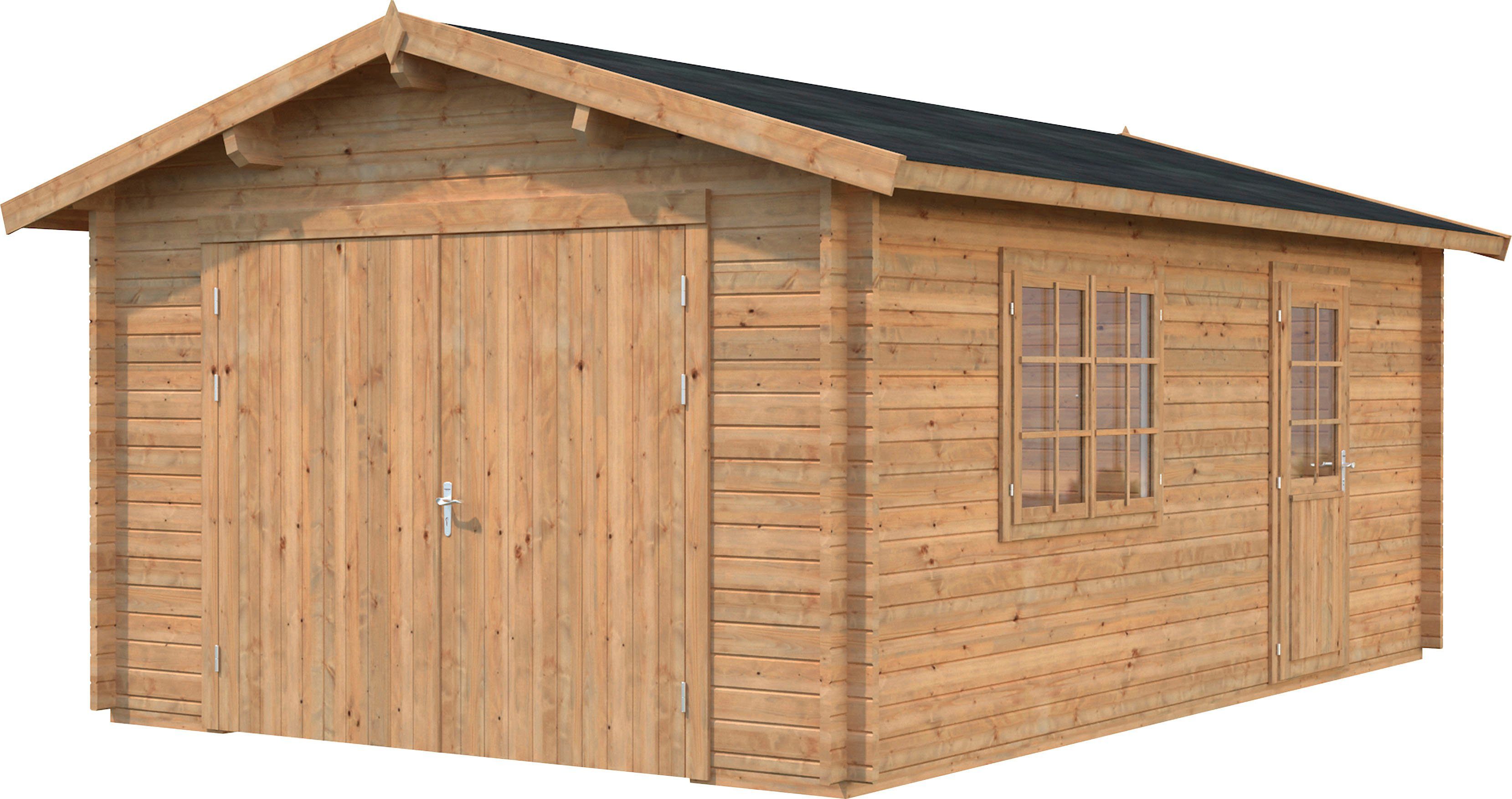 Palmako Garage Roger, BxTxH: 426x598x276 cm, mit Holztor, hellbraun | Garagen