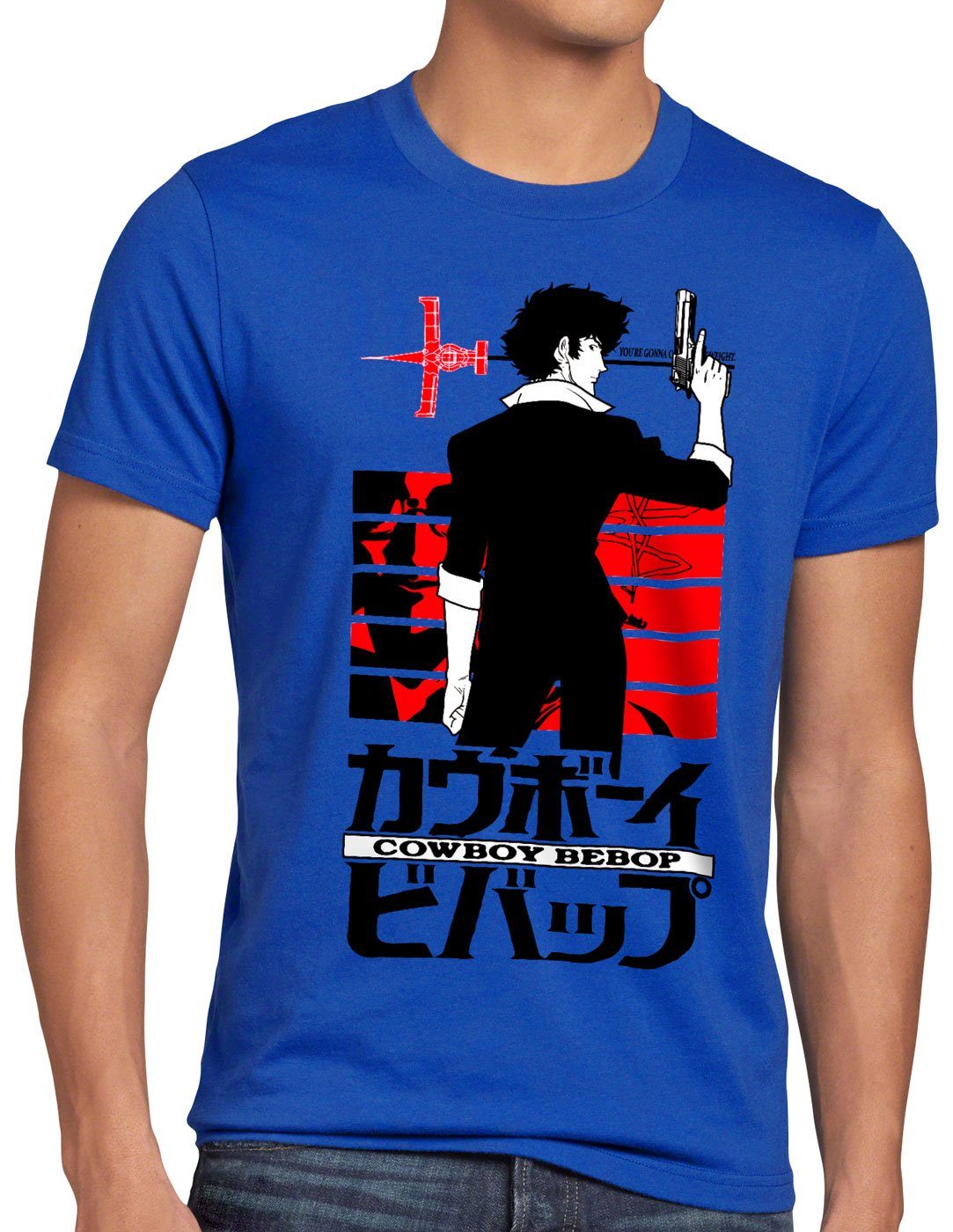 anime blau T-Shirt Herren Print-Shirt manga style3 swordfish Cowboy The