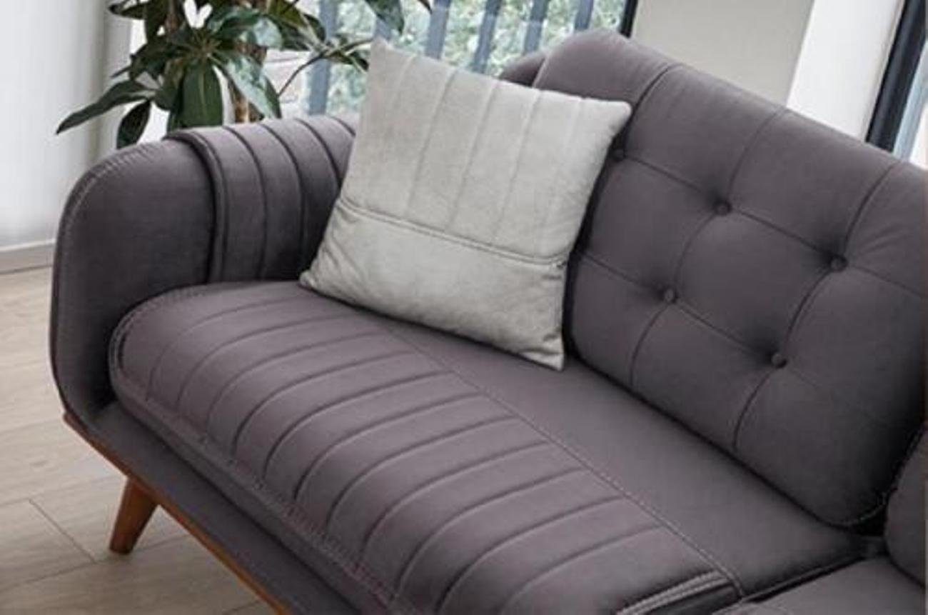Grau modernen Made in 3 mittelweiches Neu, JVmoebel (3-St., 3-Sitzer Sessel), Europa Sitzgarnitur 1x 1x Textil im Wohnzimmer-Set grau Stil 1x 3 + + + 3-Sitzer 1 + Weiß