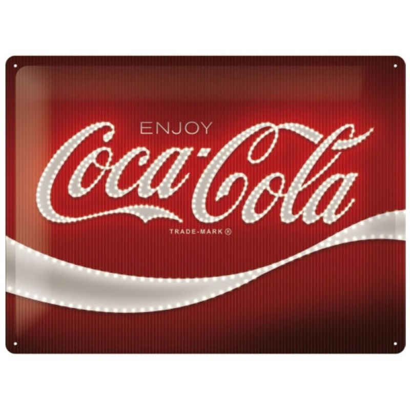 Nostalgic-Art Metallschild Blechschild 40 x 30 cm - Coca-Cola - Logo Red Lights