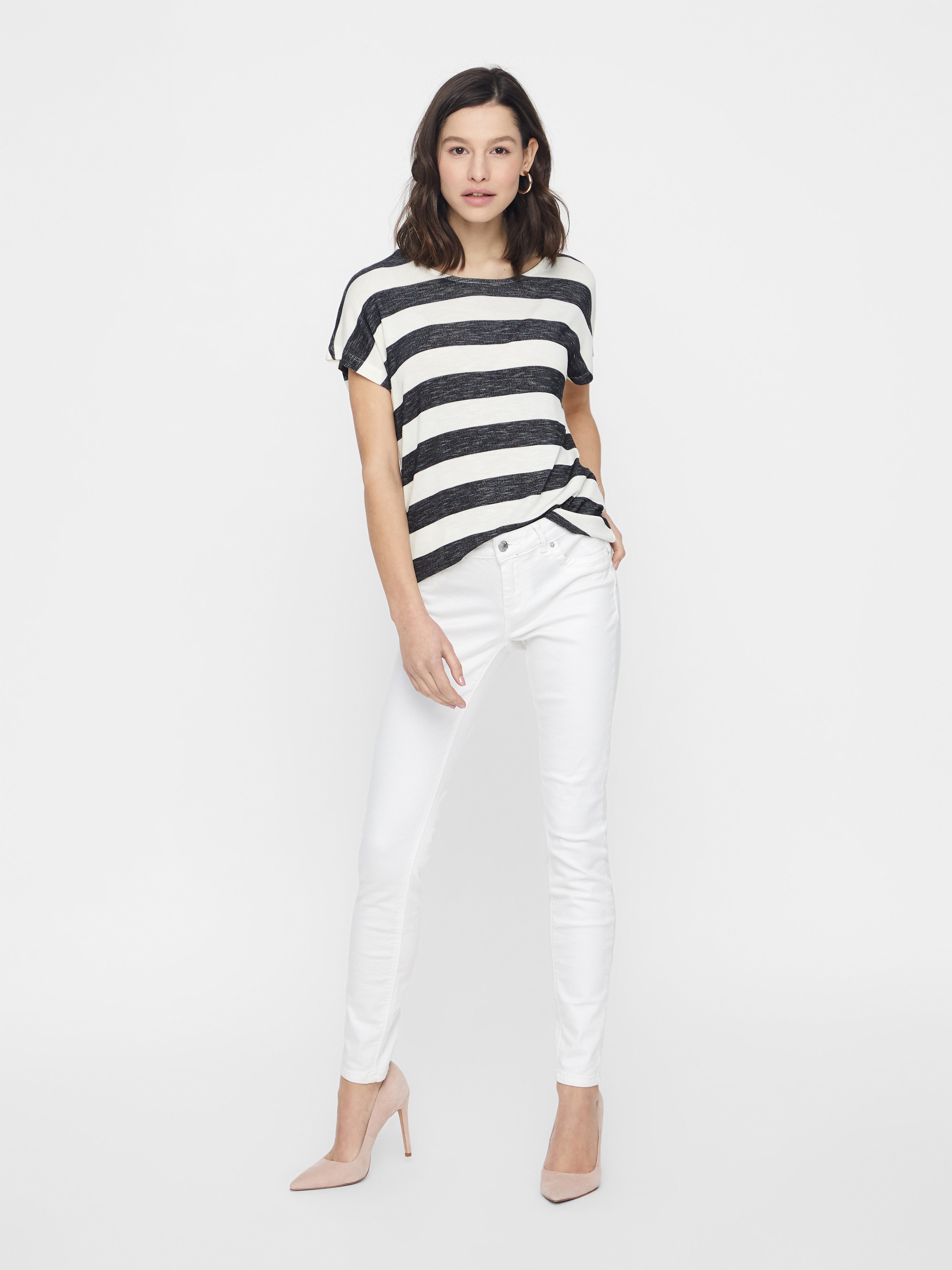 Vero Moda Kurzarmshirt VMWIDE STRIPE SL TOP GA JRS NOOS Viskosemischung