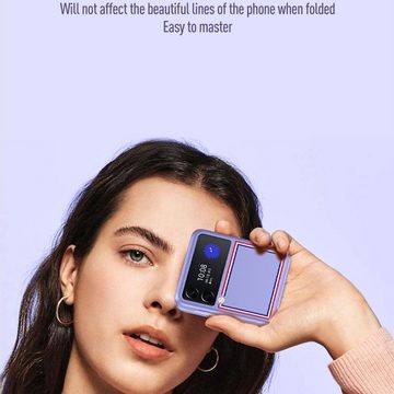 Wigento Handyhülle Für Samsung Galaxy Z Flip4 5G Design Hart Cover Handy Tasche Hülle Etuis Lila