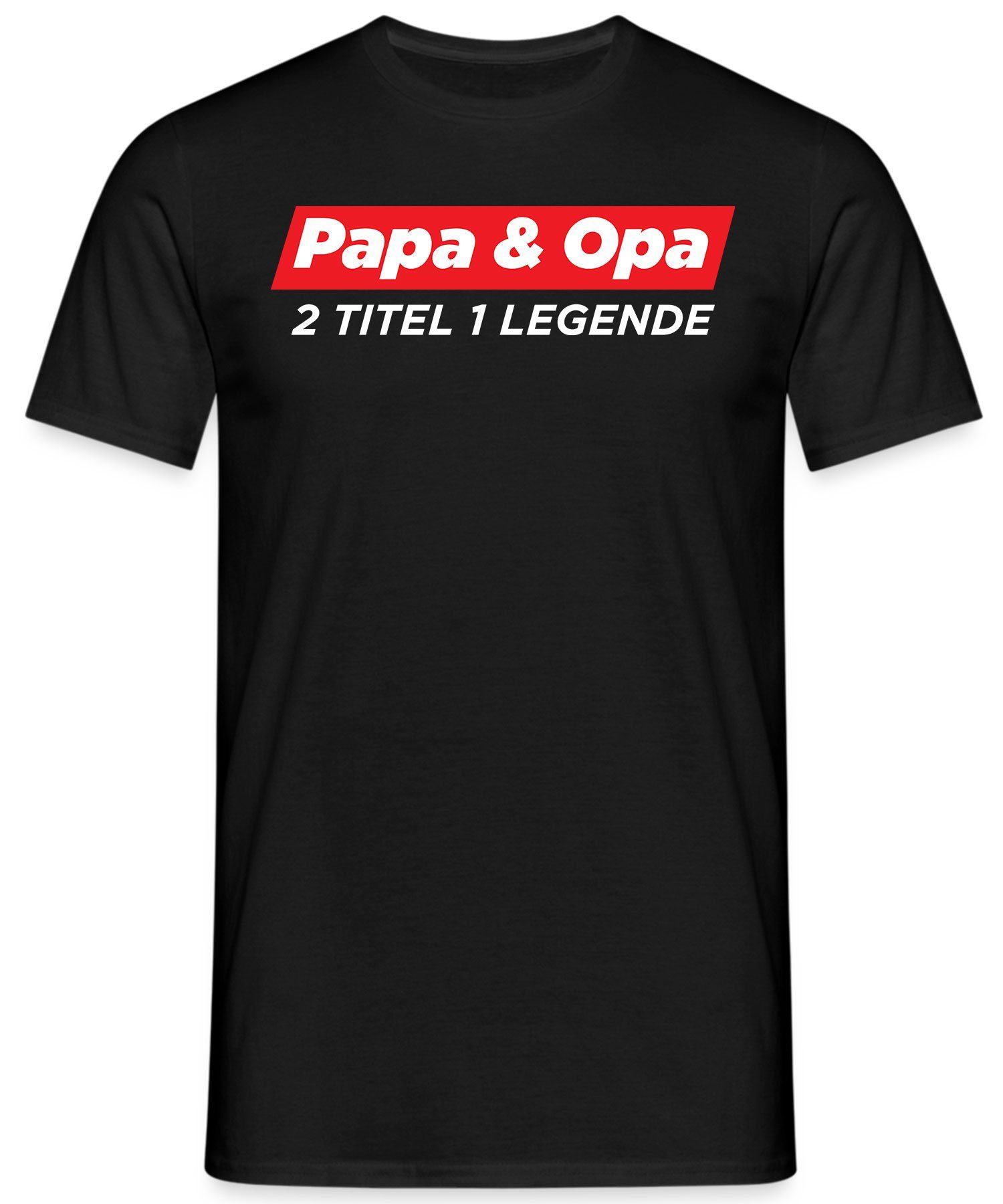 Quattro Formatee Kurzarmshirt Papa & Legende Opa T-Shirt Herren (1-tlg) - Schwarz Papa Vater Vatertag