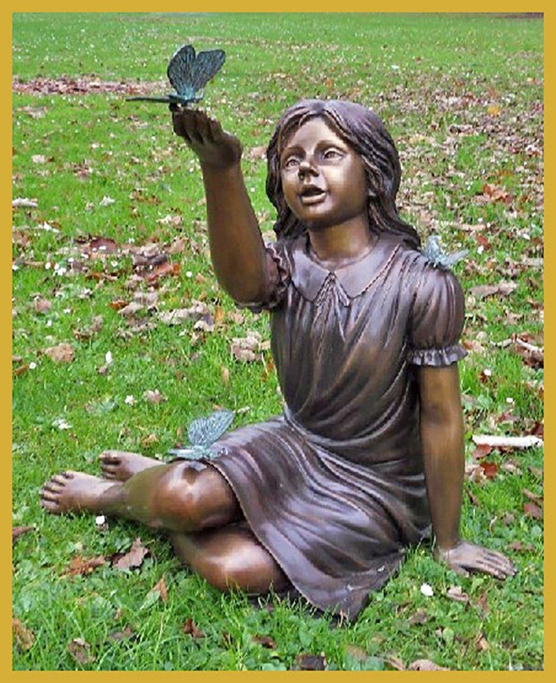 mit Gartenfigur Bronze-Skulptur Schmetterling, IDYL IDYL Mädchen Bronze