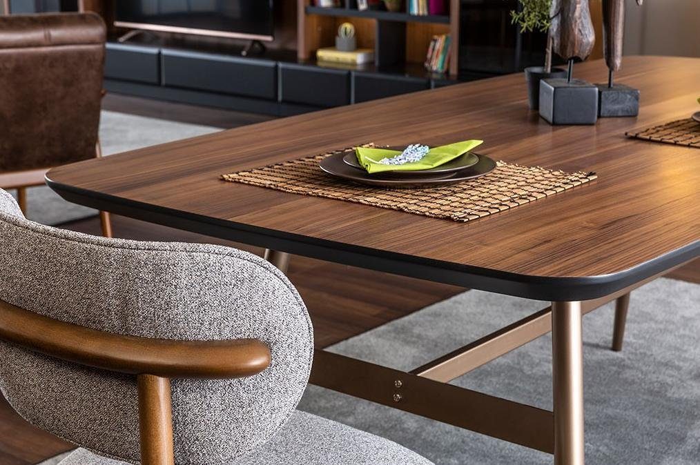 Europe Designer Möbel In JVmoebel + 5tlg. Set, Esstisch Tisch Made Tische Lehnstuhl 4x Brauner Essgruppe