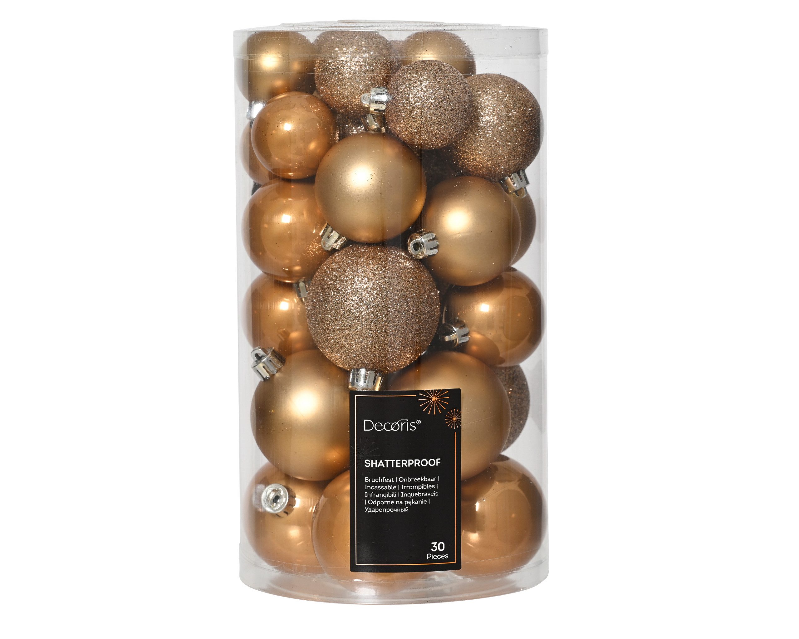 Kaemingk Weihnachtsbaumkugel, Weihnachtskugeln Kunststoff 4-6cm 30 Stück - Karamellbraun