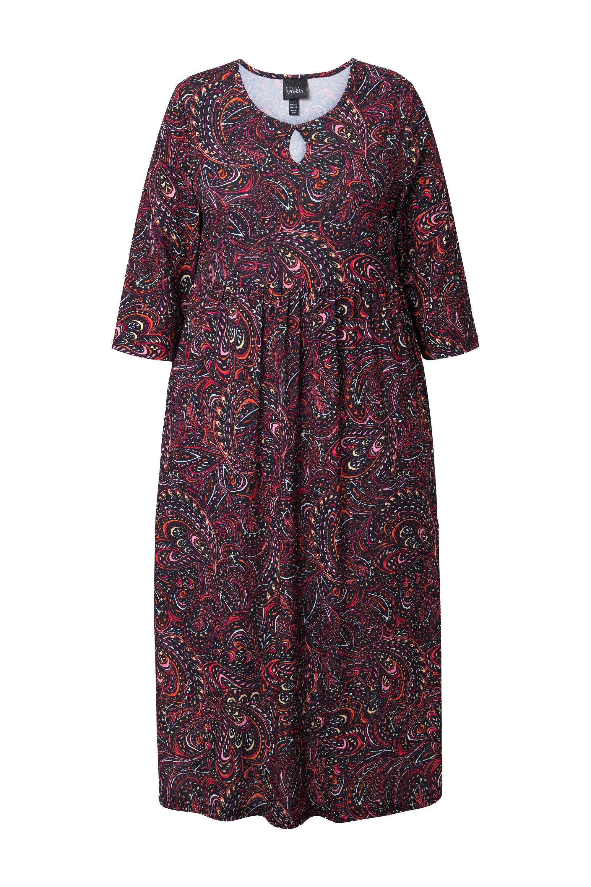 Ulla Popken Maxikleid Jersey-Maxikleid A-Linie Rundhals 3/4-Arm Taschen günstig online kaufen