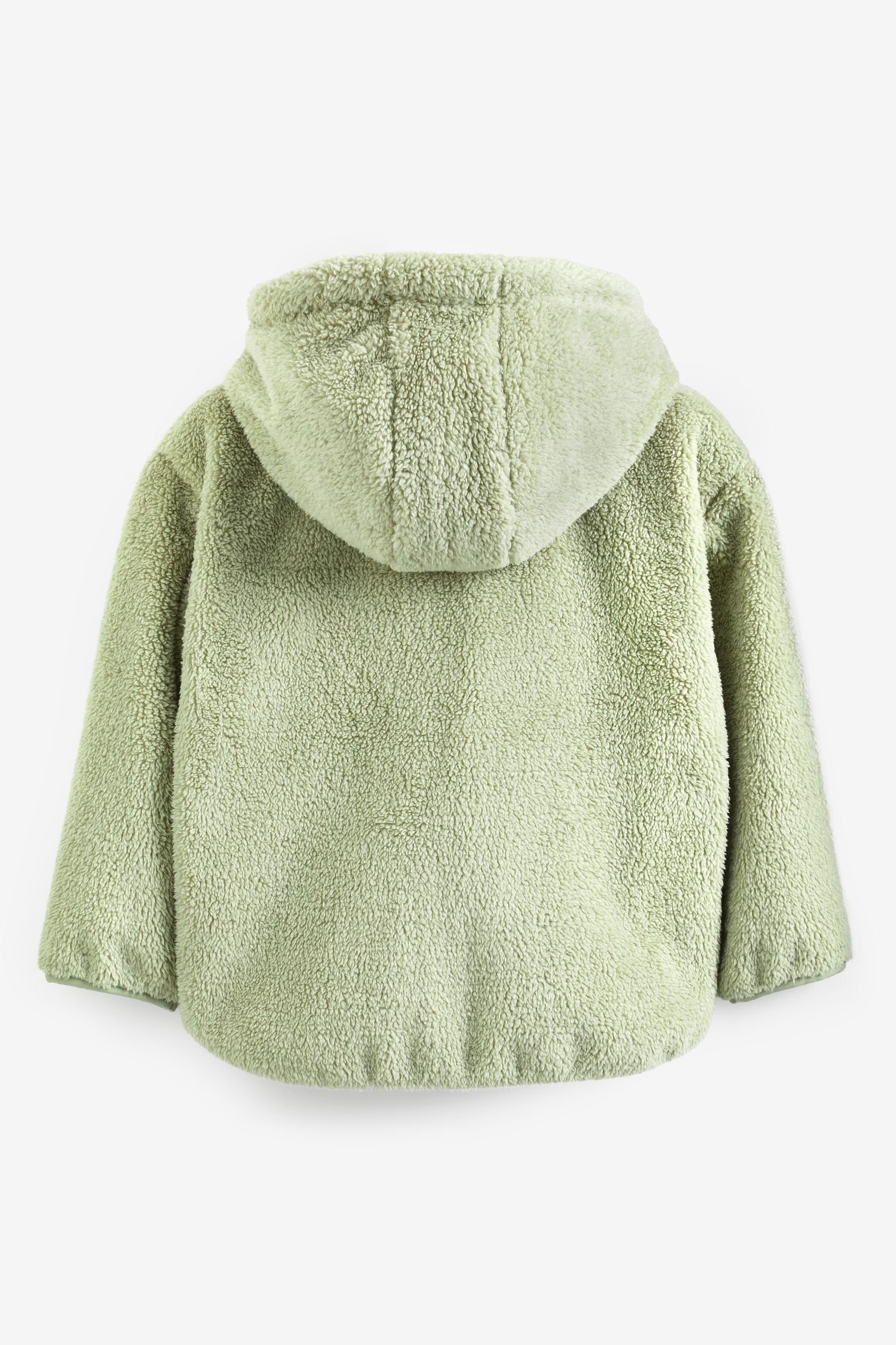 Next Kapuzenfleecejacke Kapuzenjacke Pocket Green Teddykunstfell-Fleece (1-St)