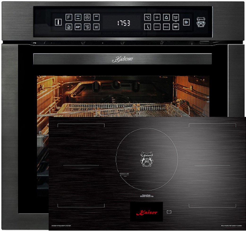 Kaiser Küchengeräte Backofen-Set Herd Set Autark Einbaubackofen,79L 15 Fkt. Grill Air fryer Full Touch mit Induktionskochfeld 90 cm TFT Display EH 6306 RS+KCT 9140 FI, mit 1-fach-Teleskopauszug, Katalytische Selbstreinigung