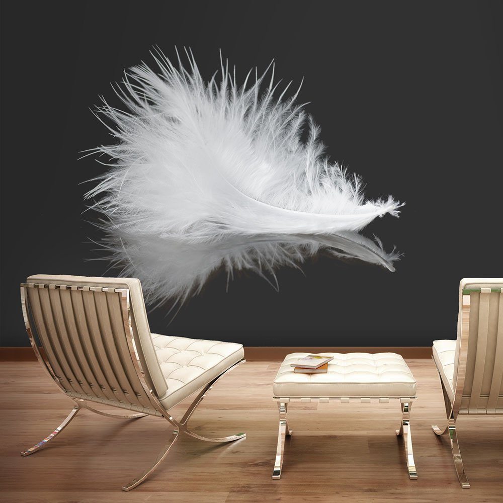 KUNSTLOFT Vliestapete White feather 2.5x1.93 m, halb-matt, lichtbeständige Design Tapete