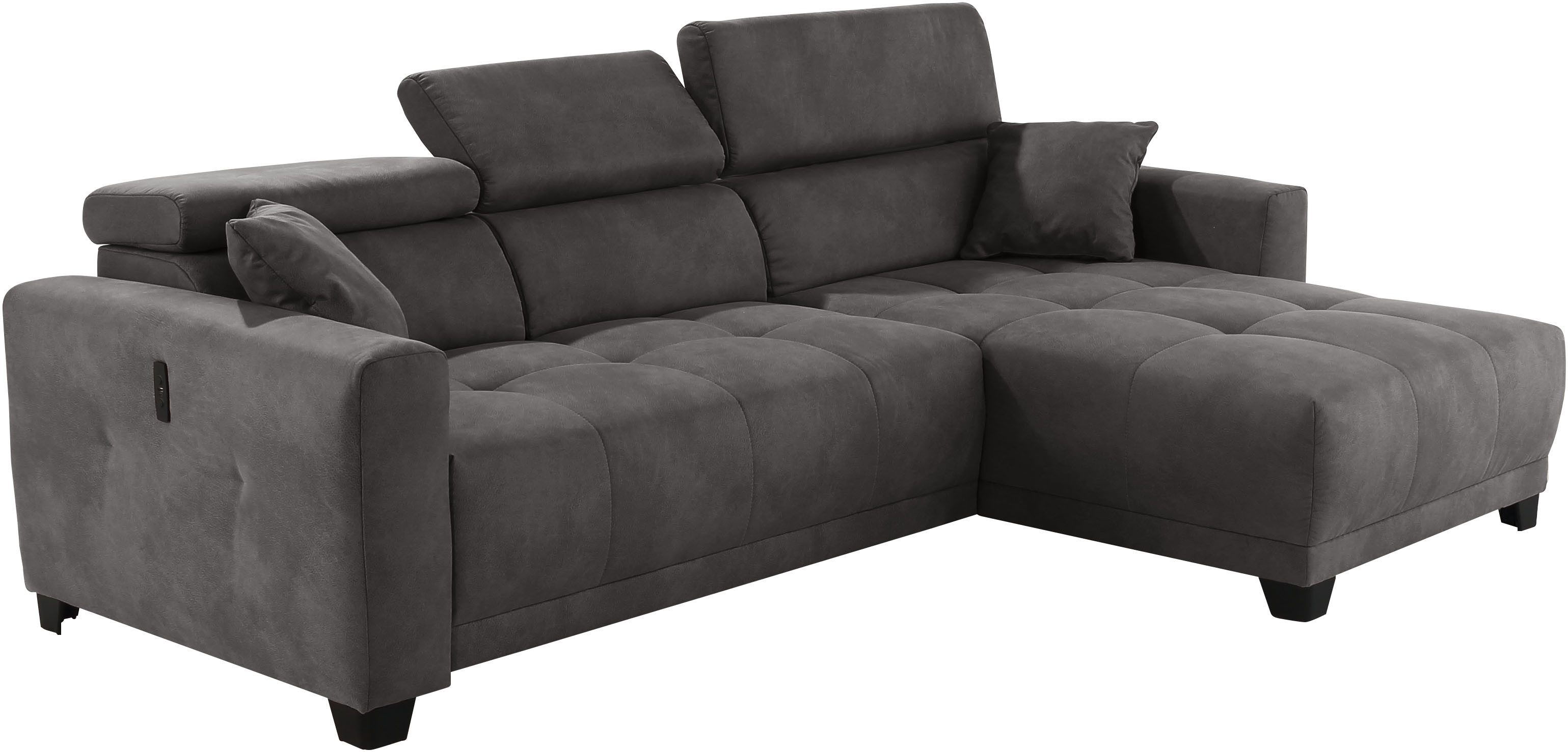 Jockenhöfer Gruppe Ecksofa Cremona L-Form, B: 263 cm, mit 30 cm elektr. Sitztiefenverstellung, 140kg Belastbarkeit je Sitz, Kopfteilverstellung & USB-Anschluss