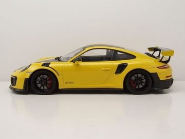 Minichamps Modellauto Porsche 911 (991.2) GT2 RS Weissach Package 2018 gelb mit schwarzen, Maßstab 1:18