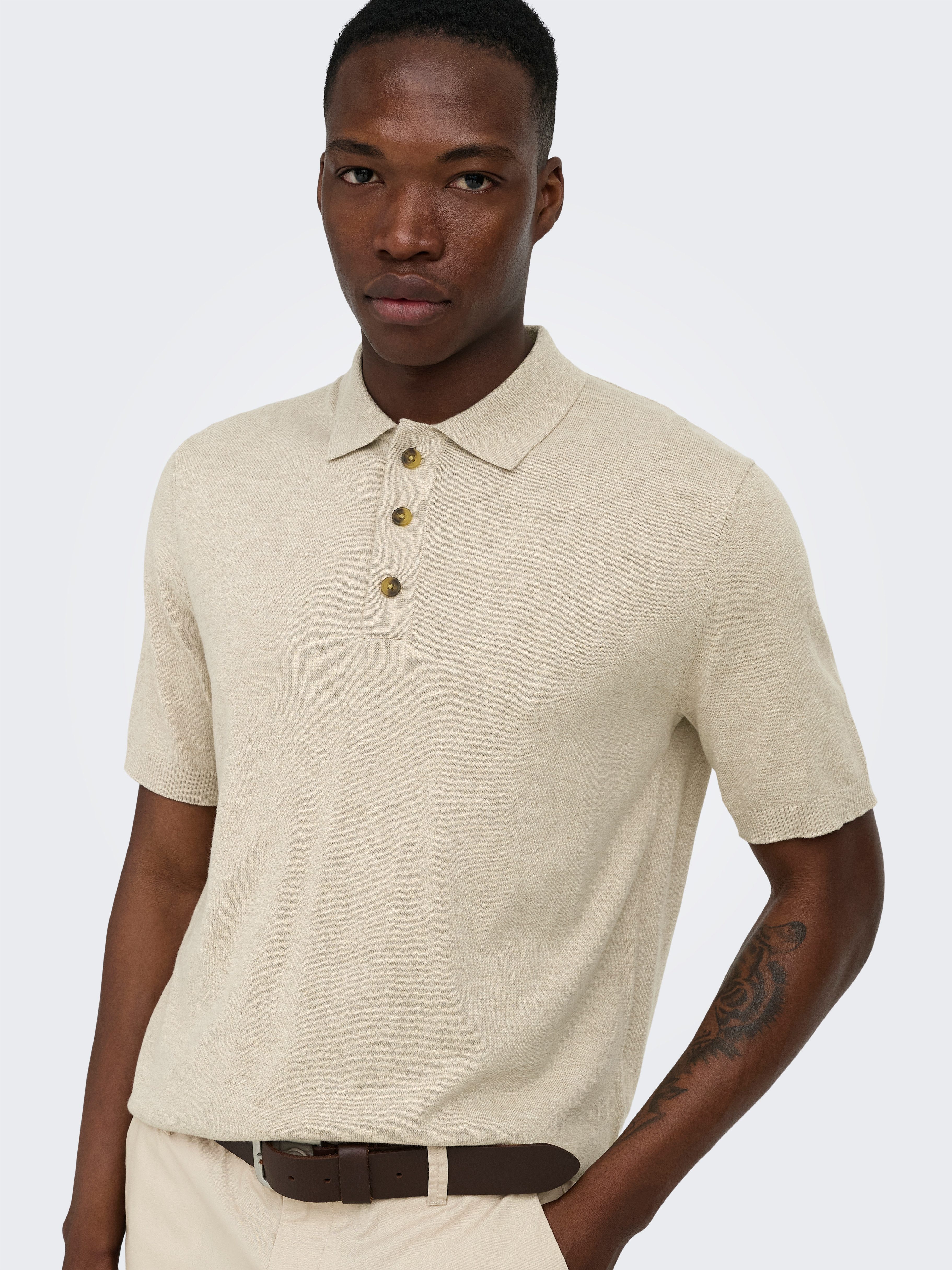 ONLY & SONS Polokragenpullover ONSLOUI REG 12 SS MEL POLO KNIT NOOS Baumwollmischung, regular fit