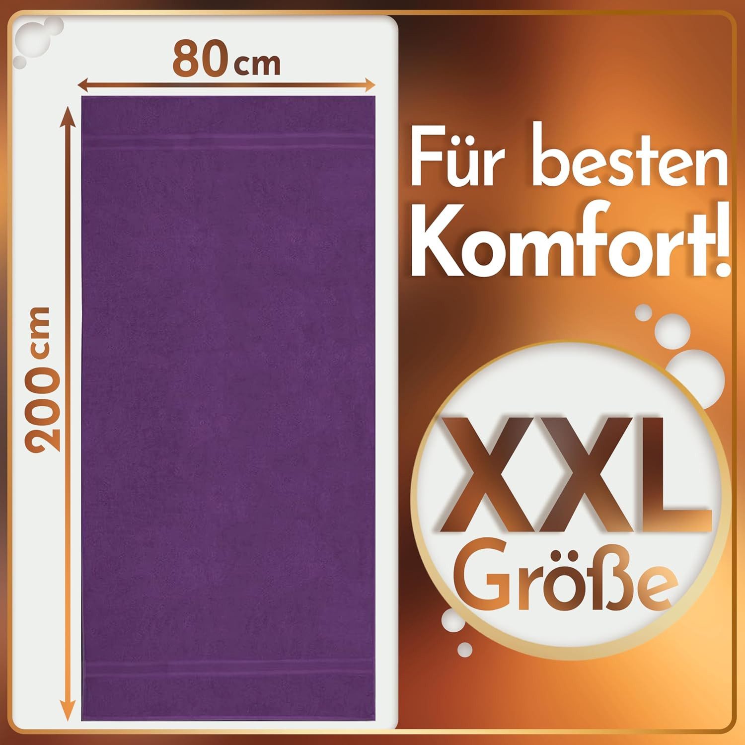 NatureMark Saunatuch Frottier Saunatücher 80x200cm, 100% Baumwolle (2-St), Premium Qualität SAUNATUCH Sauna-Handtuch, 80x200cm, Lila