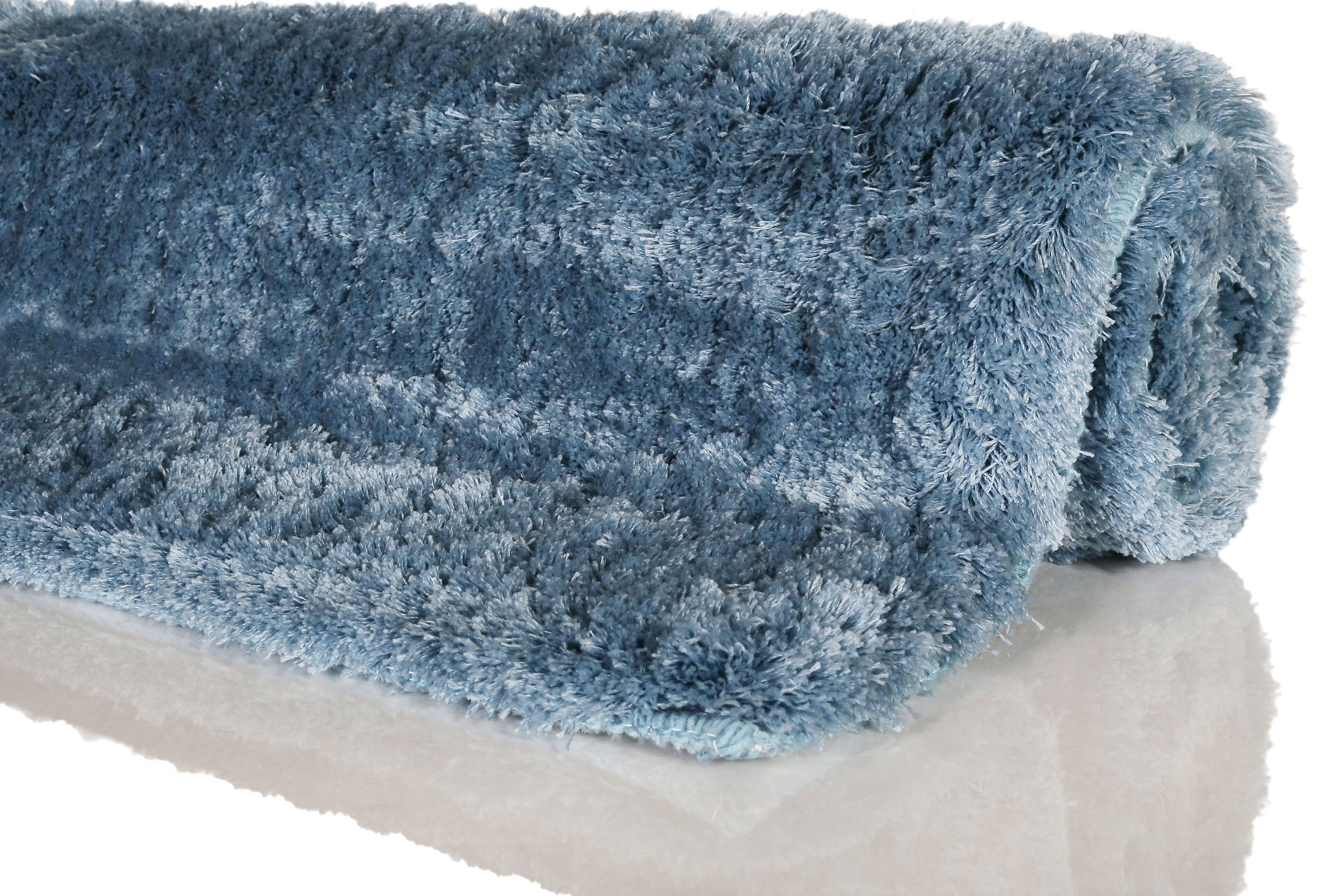 Homie Living Badematte Porto Azzurro, Höhe 30 mm, rutschhemmend beschichtet, schnell trocknend, fußbodenheizungsgeeignet, Polyester, rund, Badteppich, uni, rechteckig & rund, waschbar, Badezimmerteppich