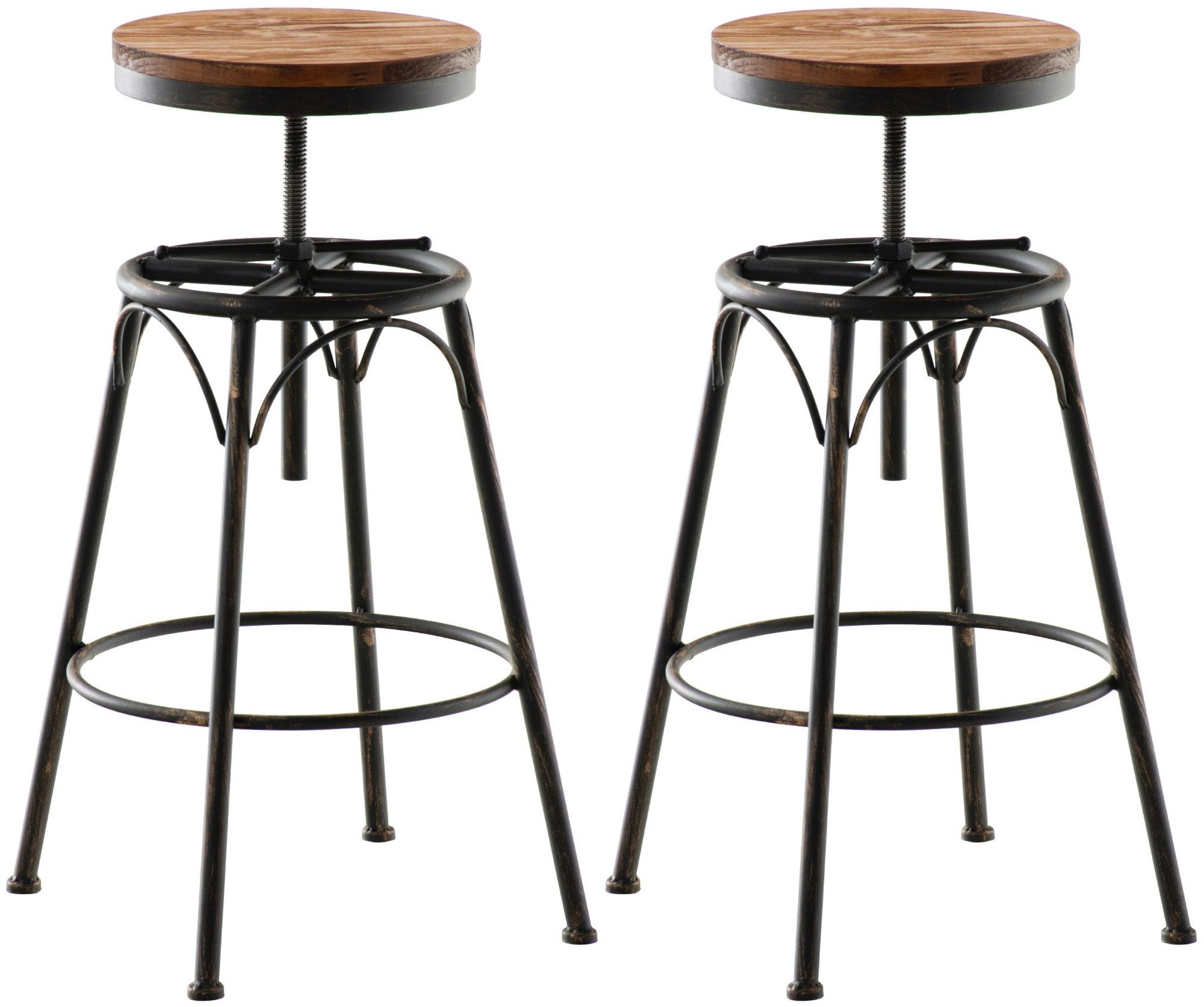 CLP Barhocker Beam (Set, 2er), Industrial, Vintage, höhenverstellbar
