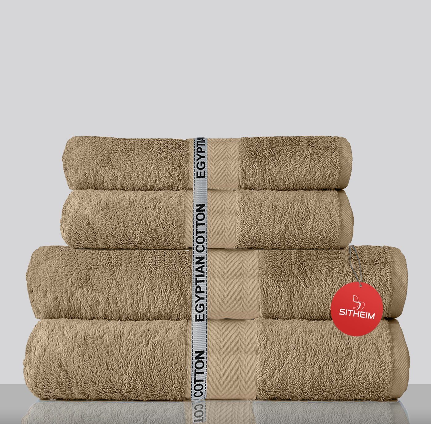 Sitheim-Europe Handtuch Set KING TUT Handtücher 100% ägyptischer Baumwolle 4-teiliges Handtuchset, ägyptischer Baumwolle, (Spar-Set, 4-tlg), Edel, kuschelweich, langlebig, 100% premium ägyptische Baumwolle Beige