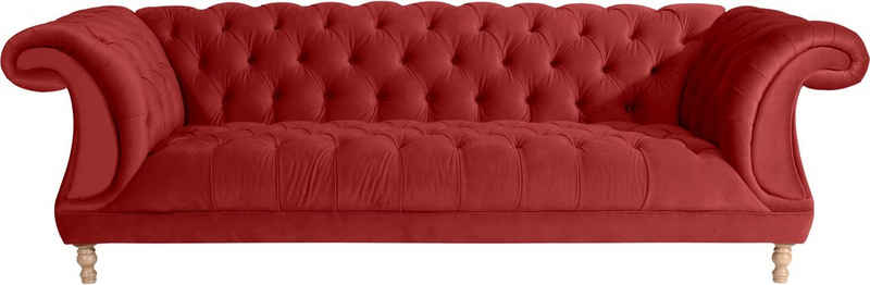 Max Winzer® Chesterfield-Sofa Isabelle, mit Knopfheftung & gedrechselten Füßen in Buche natur, Breite 260 cm