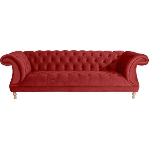 Max Winzer® Chesterfield-Sofa Isabelle, mit Knopfheftung & gedrechselten Füßen in Buche natur, Breite 260 cm