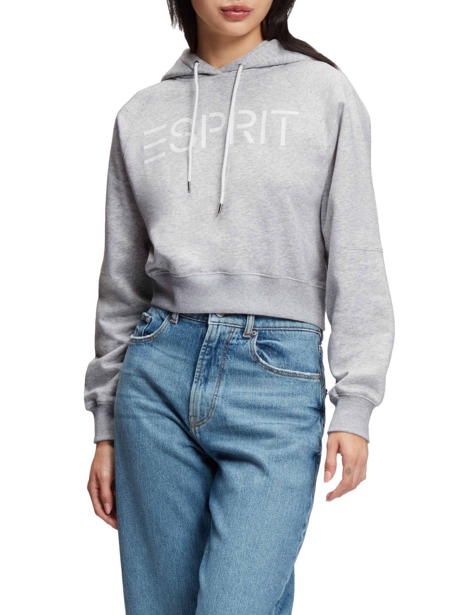 GREY Cropped-Hoodie Esprit LIGHT Sweatshirt mit Logo (1-tlg)