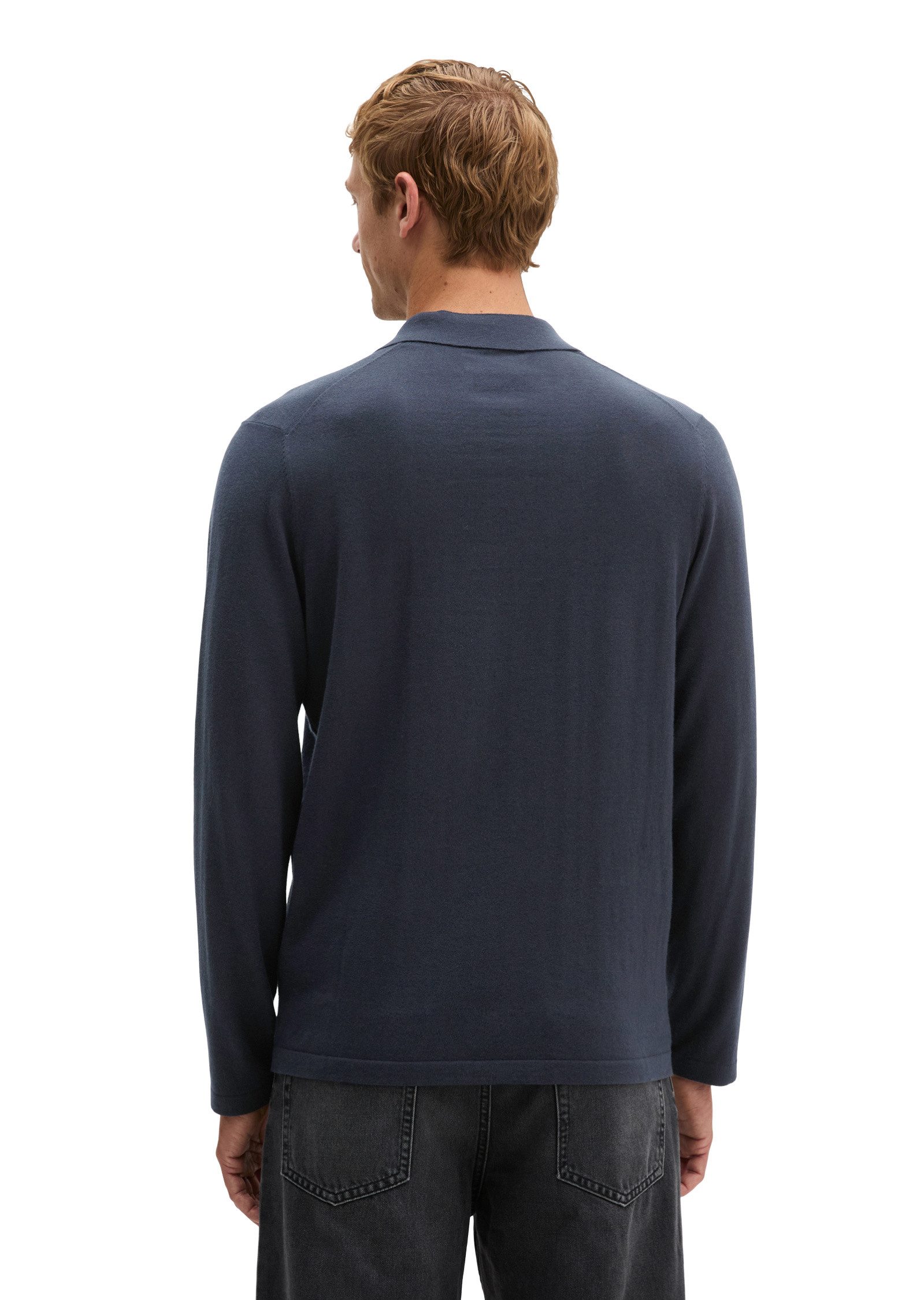 Marc O'Polo Langarm-Poloshirt aus Bio-Baumwoll-Kaschmir-Mix