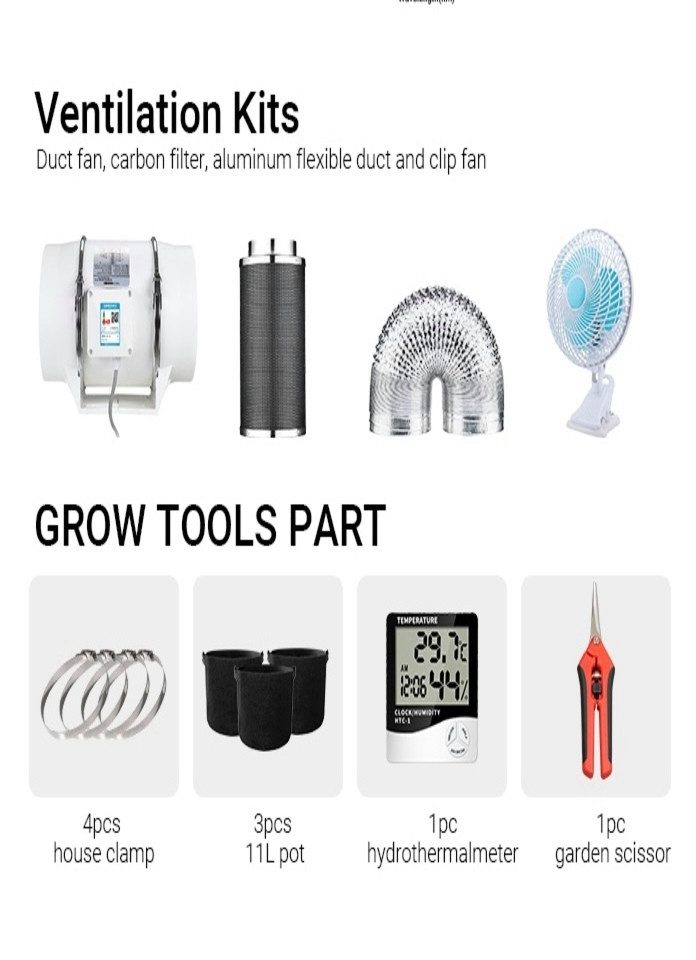 TEUTO Licht Gewächshaus 420LED® TIPI Growset 80x80x180cm, 200 Watt CISSY, Gewächshaus Indoor, Set, mit 11-tlg. Zubehör