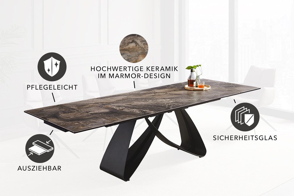riess-ambiente Esstisch INFINITY 180-220-260cm taupe – Keramik, Marmor-Design, Metall (Einzelartikel, 1-St), ausziehbar für flexible Nutzung – ideal für bis zu  – Bild 5 von 5