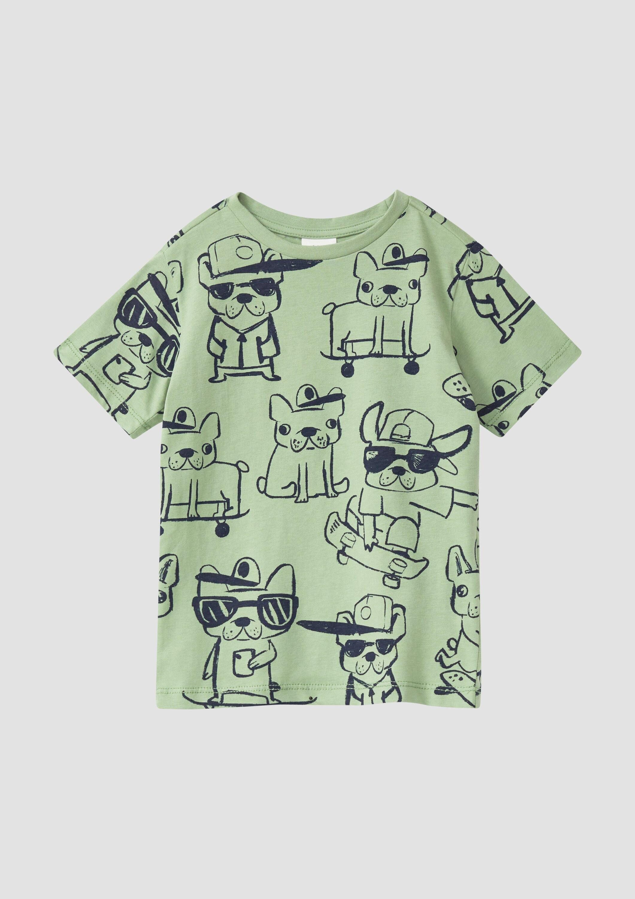 s.Oliver Kurzarmshirt T-Shirt T-Shirt mit All-over-Print