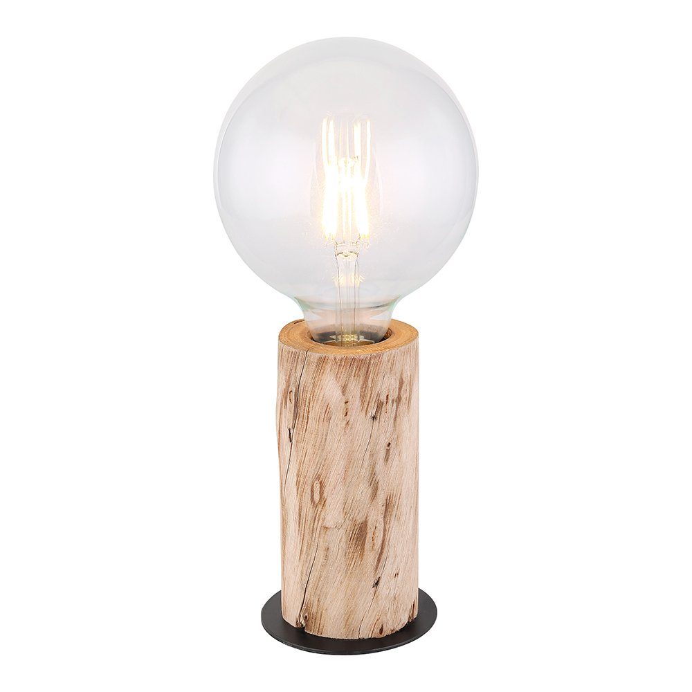 nicht Tischlampe Leselampe Holz Tischleuchte, Leuchtmittel etc-shop Tischleuchte LED inklusive, Holzstamm