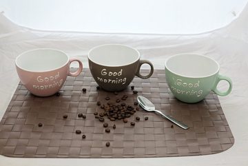 Haus und Deko Geschirr-Set Tasse Becher Good Morning Kaffetasse Steingut Mug Teetasse Milchkaffee (1-tlg), Keramik