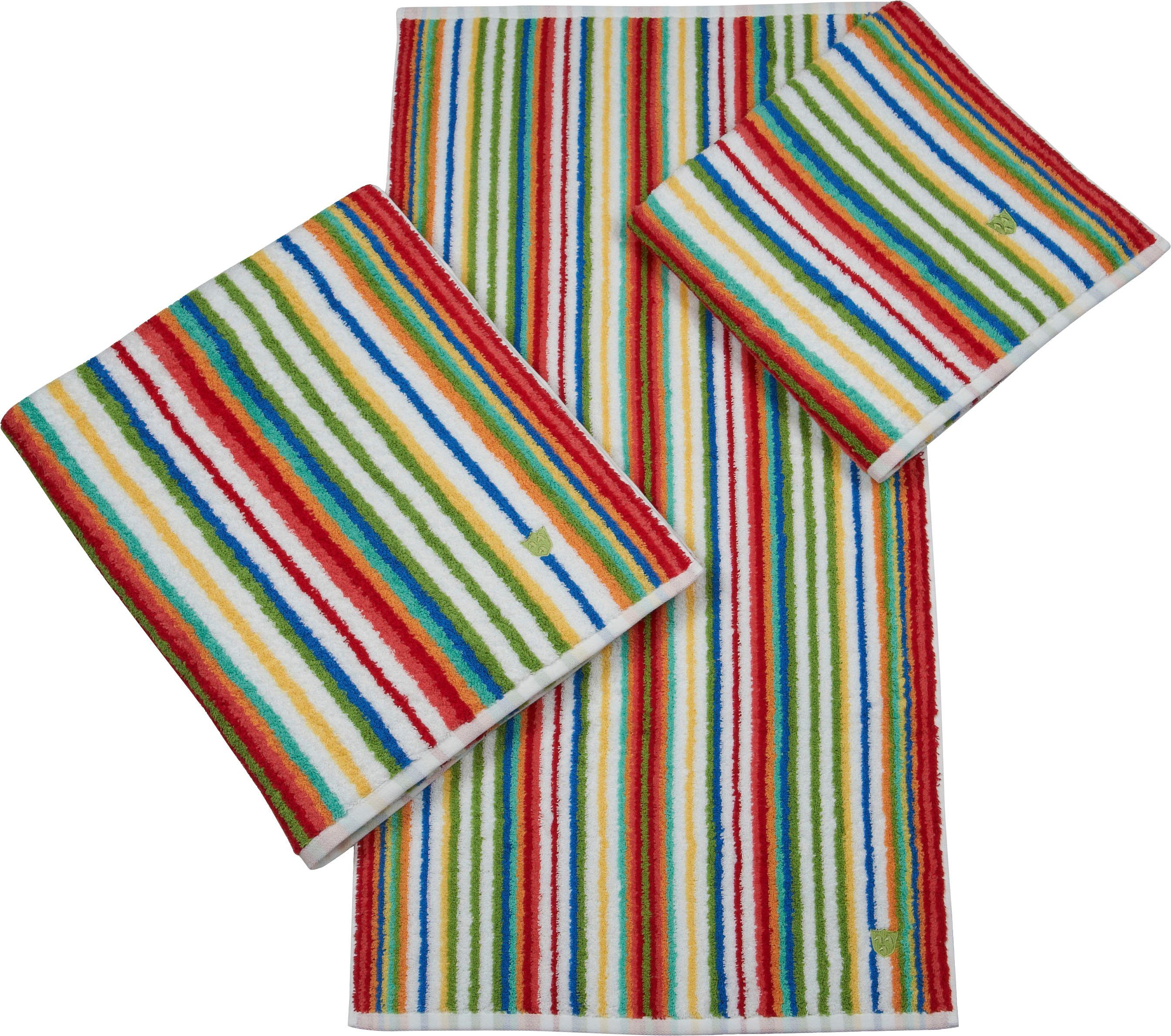 ROSS Handtuch Multicolor, Frottier (2-St), mit Streifen und gesticktem ROSS-Emblem