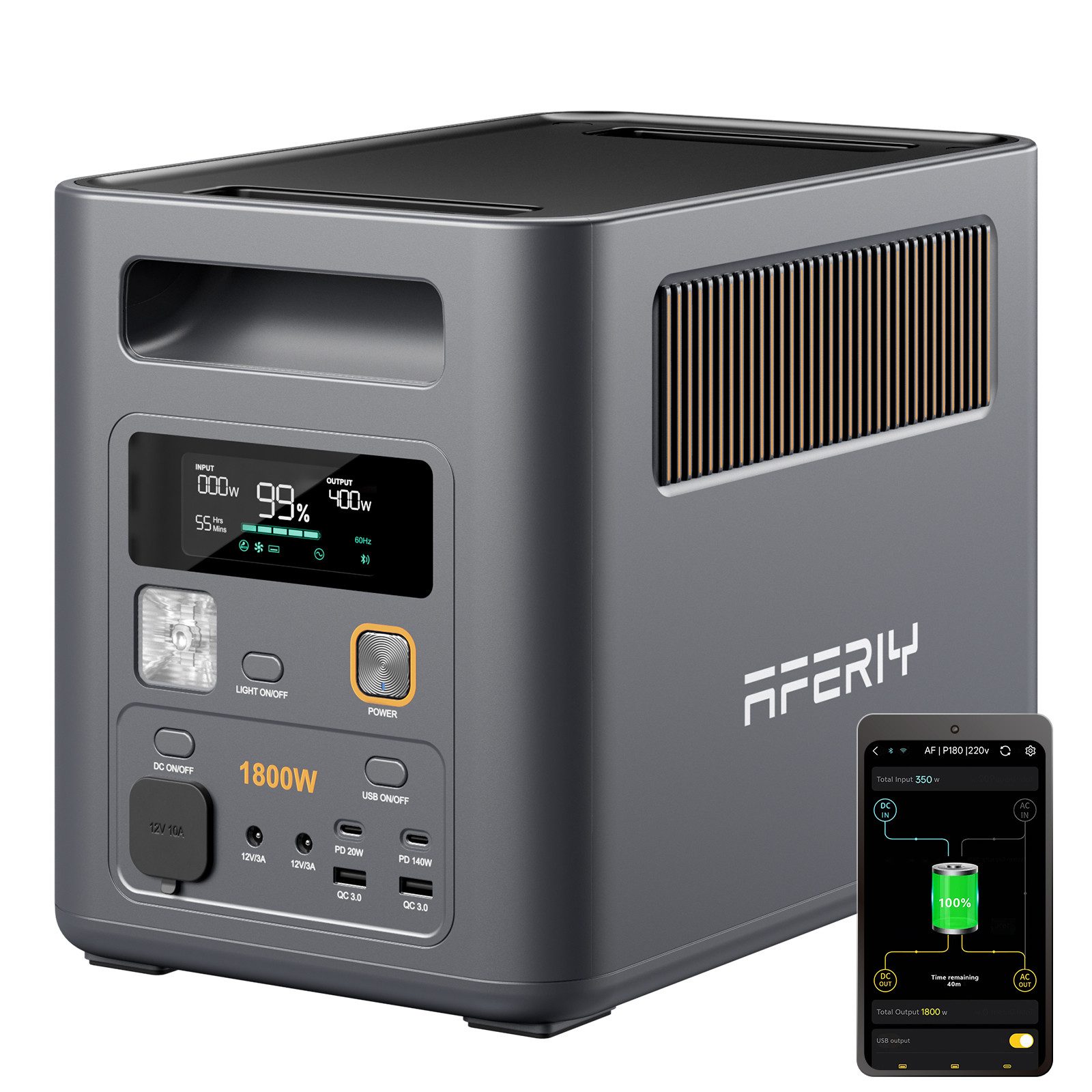 AFERIY Stromerzeuger Nomad1800 Pro, 1,8 in kW, 1800W, 1024Wh Tragbarer Powerstation