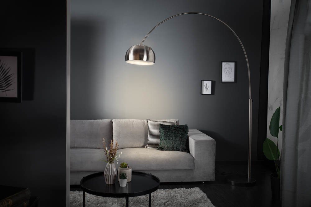 riess-ambiente Bogenlampe LOUNGE DEAL · Metall Wohnzimmer · · 170-210cm ohne Modern gebürstet, Design Leuchtmittel, verstellbar chrom