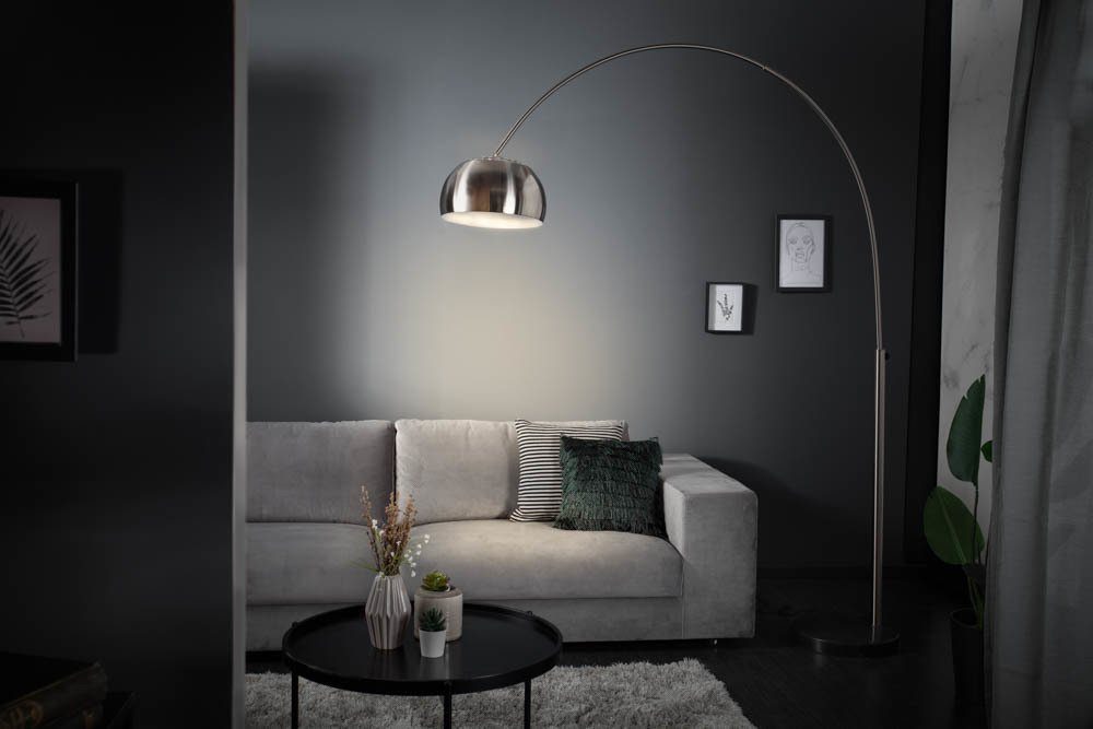 riess-ambiente Wohnzimmer Metall ohne 170-210cm · DEAL · · Bogenlampe Leuchtmittel, chrom gebürstet, verstellbar Design LOUNGE Modern