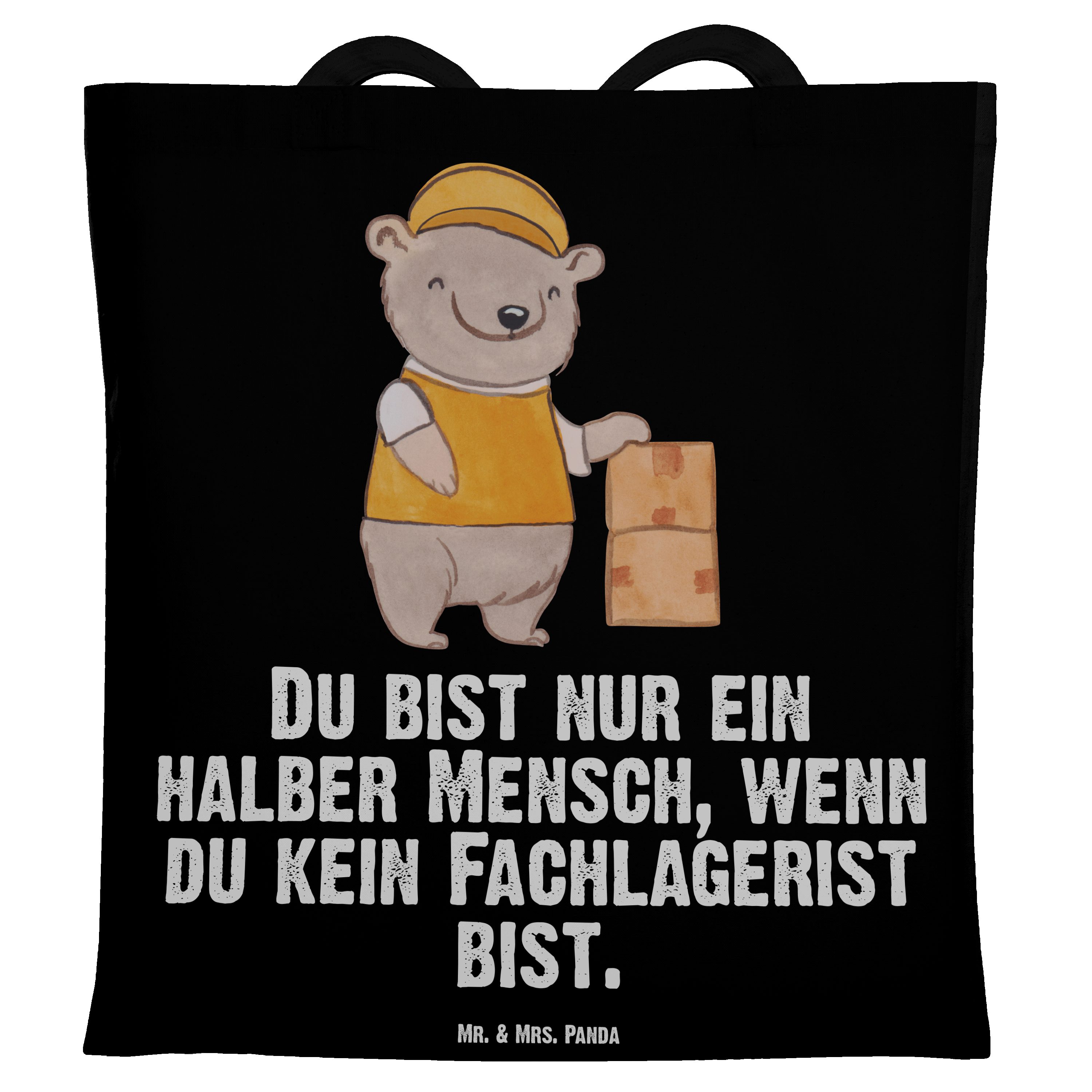 Mr. & Mrs. Panda Tragetasche Fachlagerist mit Herz - Schwarz - Geschenk, Stoffbeutel, Beutel, Eink (1-tlg) | Canvas-Taschen