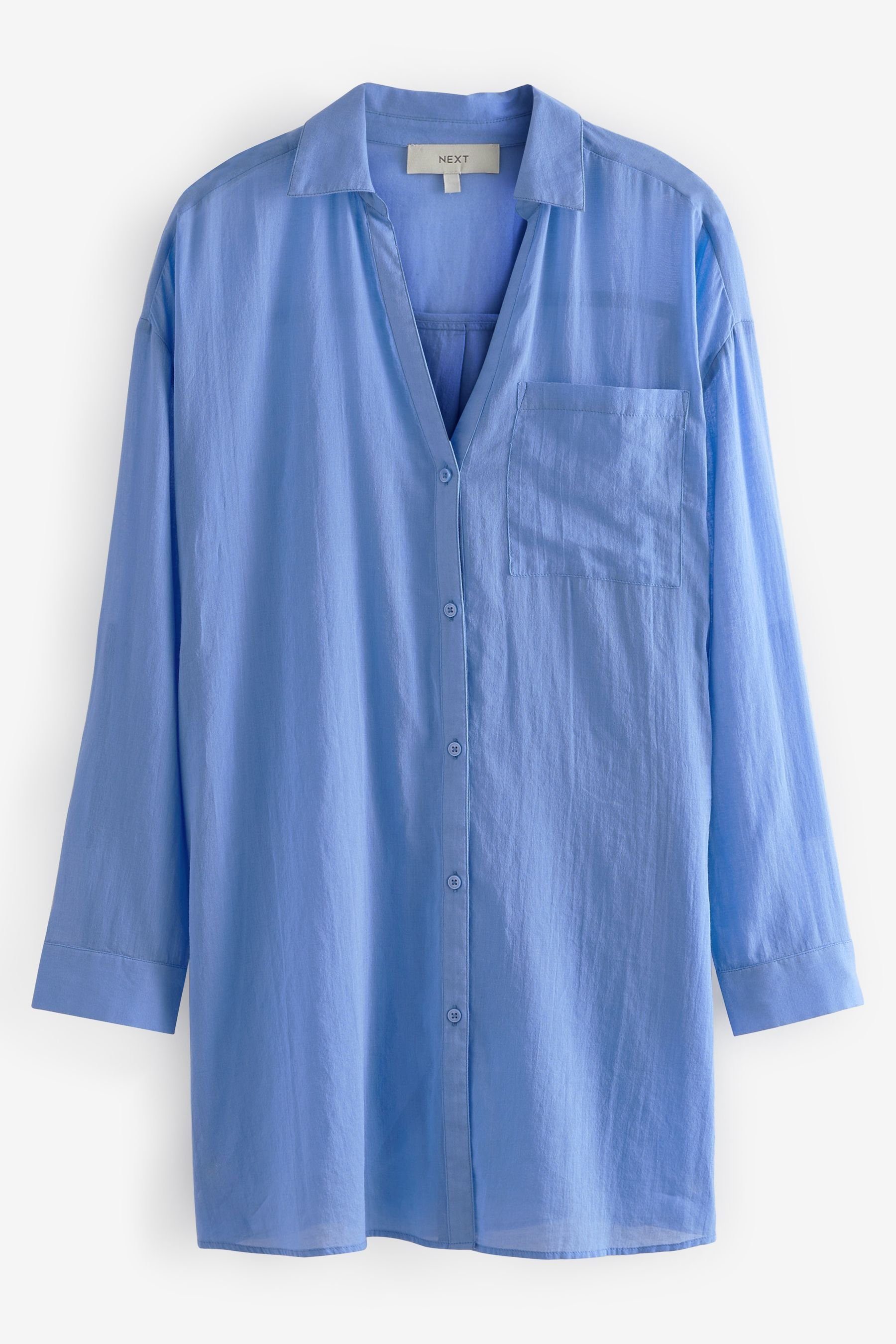 Next Strandshirt Strandhemd aus Baumwolle (1-tlg) Blue
