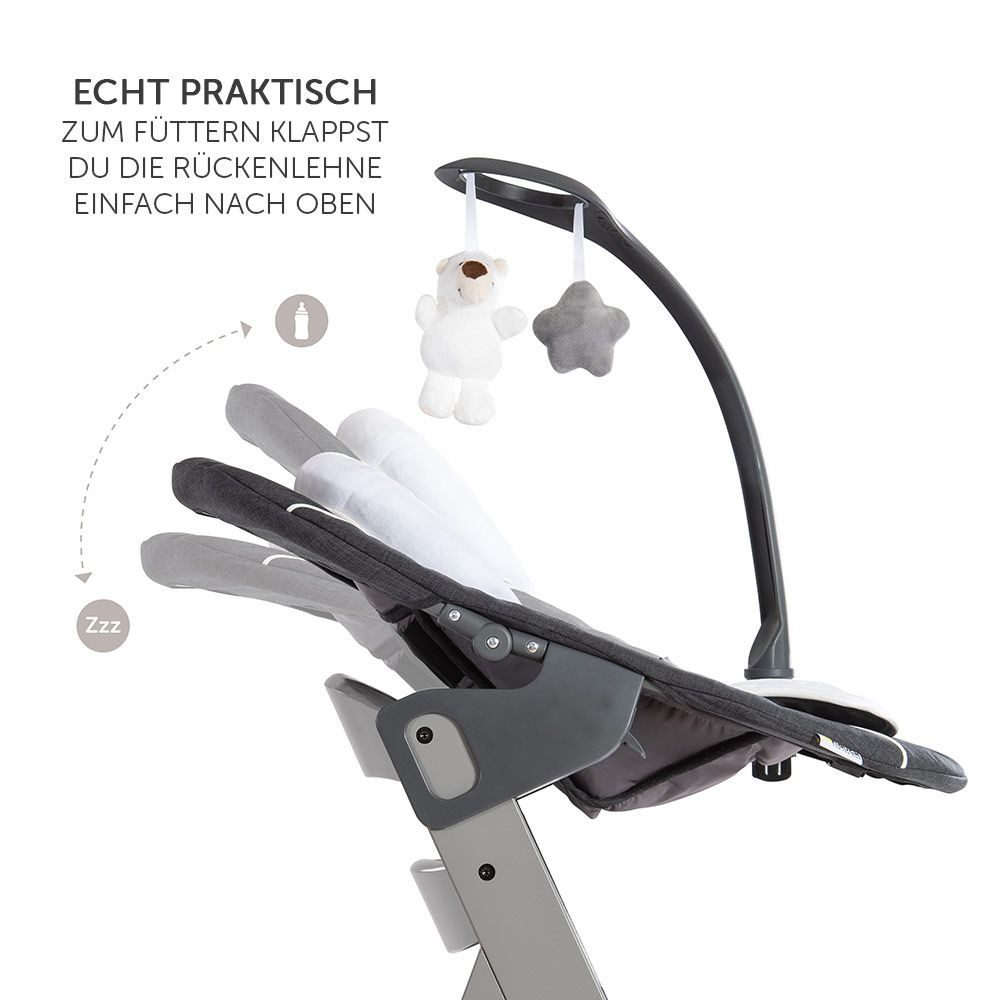 Hauck Hochstuhl Alpha Plus Grau - Newborn Set Deluxe (Set, 4 St), Holz Babyhochstuhl ab Geburt inkl. Neugeborenenaufsatz & Sitzauflage – Bild 3 von 5