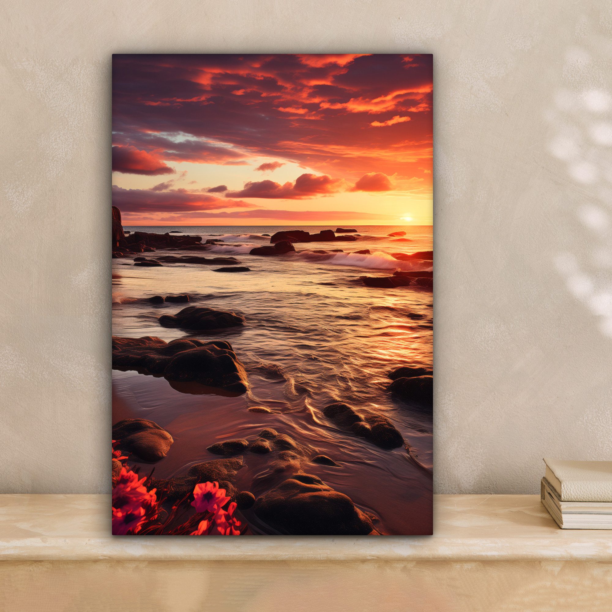 OneMillionCanvasses® Leinwandbild Strand - Sonnenuntergang - günstig online kaufen
