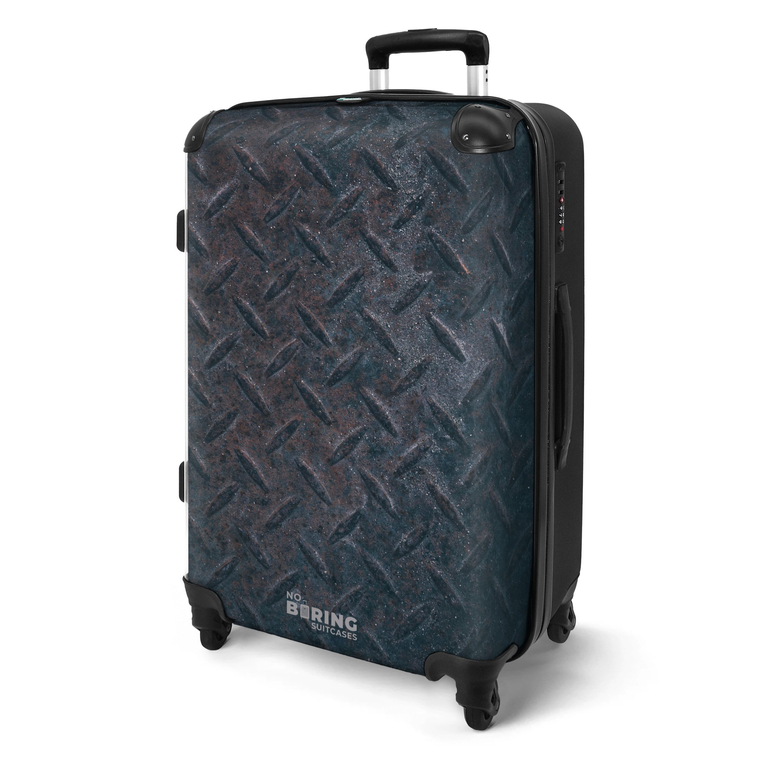 NoBoringSuitcases.com© Hartschalen-Trolley Dunkle Metallplatte mit Diamants günstig online kaufen