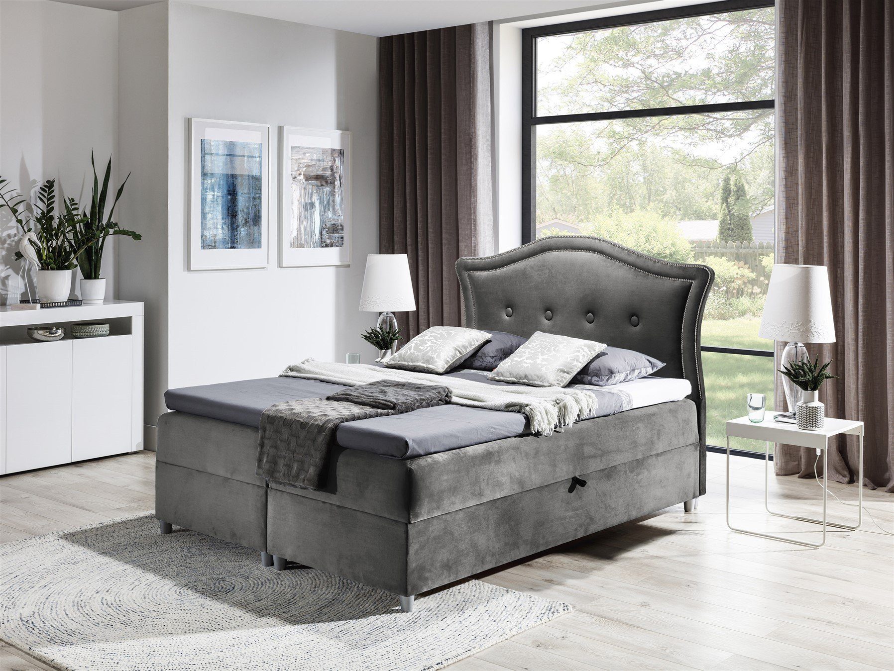 Fun Möbel Boxbett Schlafzimmerbett BEDRAN in Stoff (inkl. Bettkästen, inkl. Kaltschaumtopper)