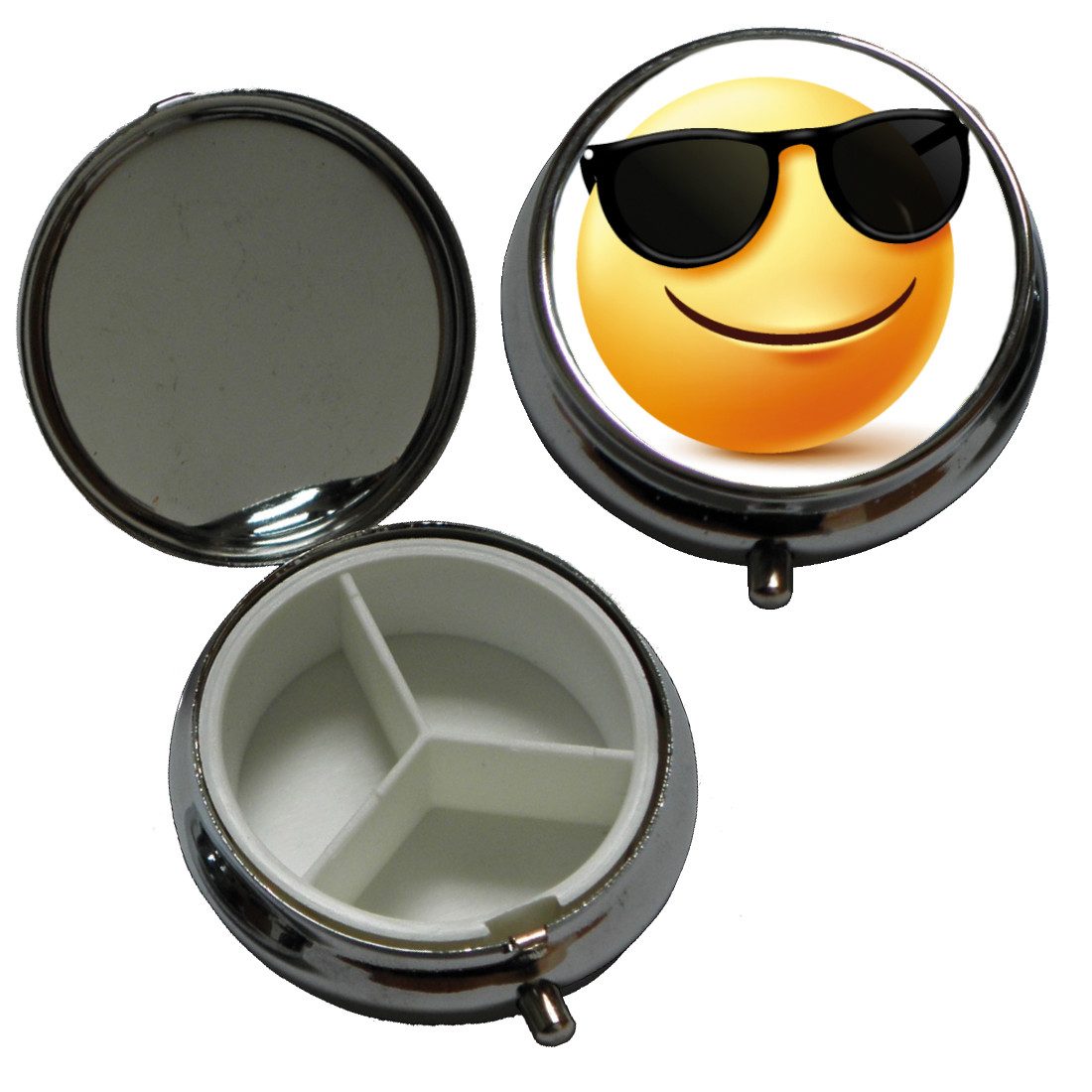 varivendo Pillendose Pillendose Lustige Gesichter Sonnenbrille (Stück, 1 St., Tablettendose), Tablettenbox Tablettendosierer Pillenkasten