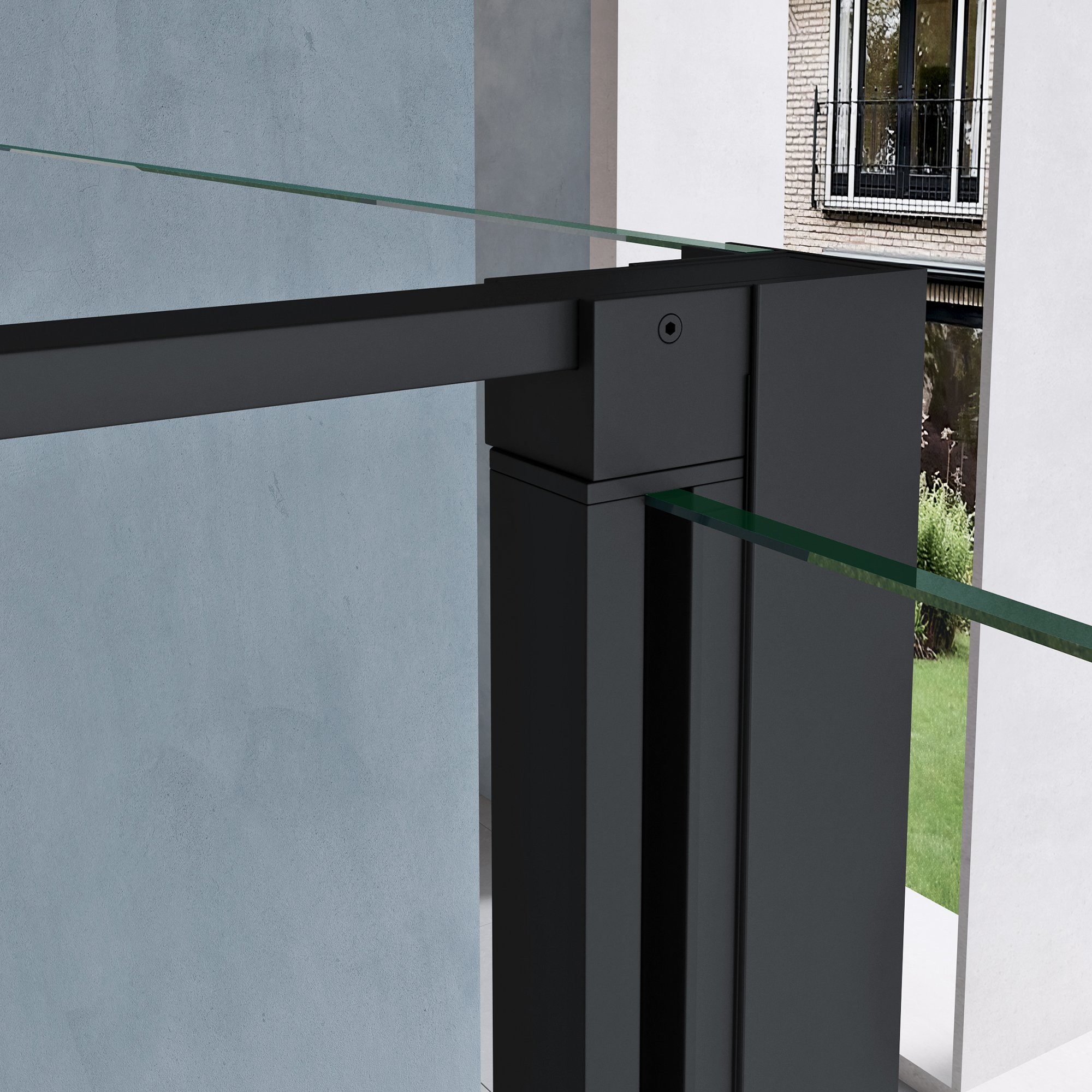doporro Grossraumdusche Duschkabine Duschabtrennung U-Form ESG-Glas Klarglas H: 195cm Rav66UK, BxT: 90x75 cm, Einscheibensicherheitsglas, 2 Montagemöglichkeiten – Bild 5 von 5