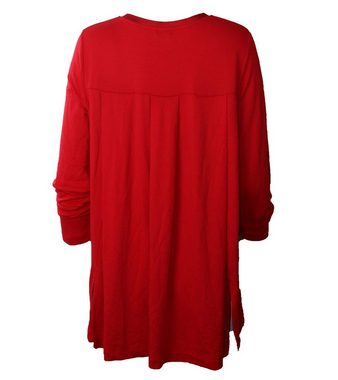 Margittes Rundhalspullover MARGITTES Longsleeve bequemer Damen Sofa-Sweater mit Vokuhila-Schnitt Langarm-Shirt Rot