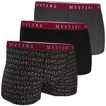 MUSTANG Boxershorts Herren Retro Vintage (Spar-Set, 3er-Pack) 1 x schwarz, 1 x Letterprint, 1 x anthrazit