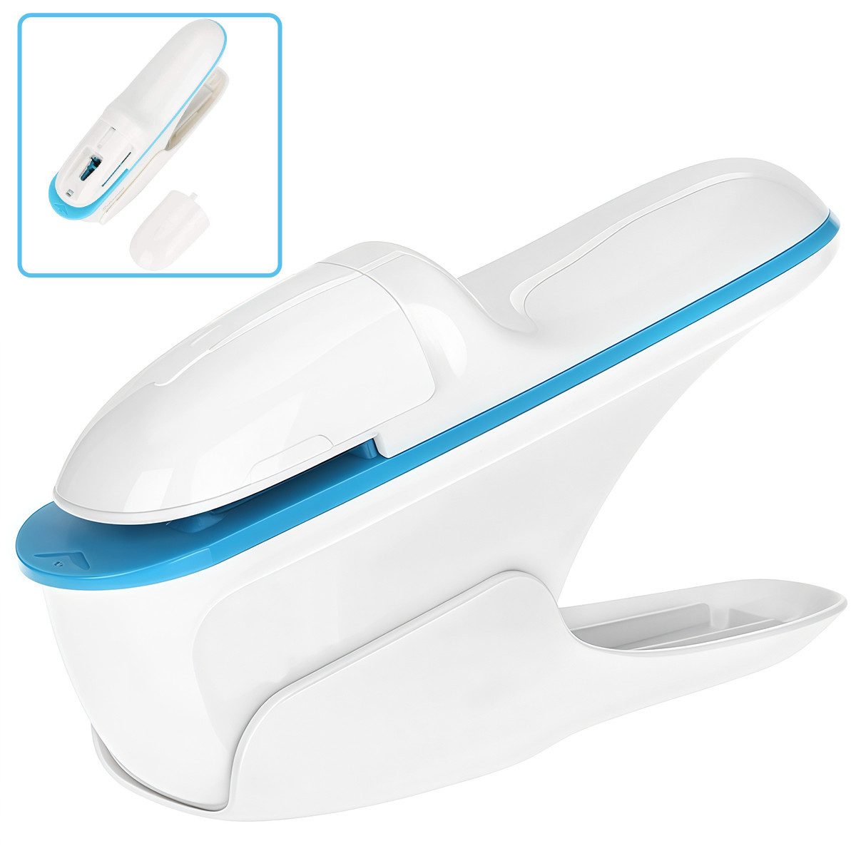 MOPUEA Heftgerät Nadellose Hefter, Bindet 8 Blatt auf einmal, Direkt in den Schredder, (klammerloser hefter für papierbindung ohne klammern, klammerloser hefter aus langlebigem abs-material), umweltfreundlich, sicher, nadellos, langlebig, modernes design