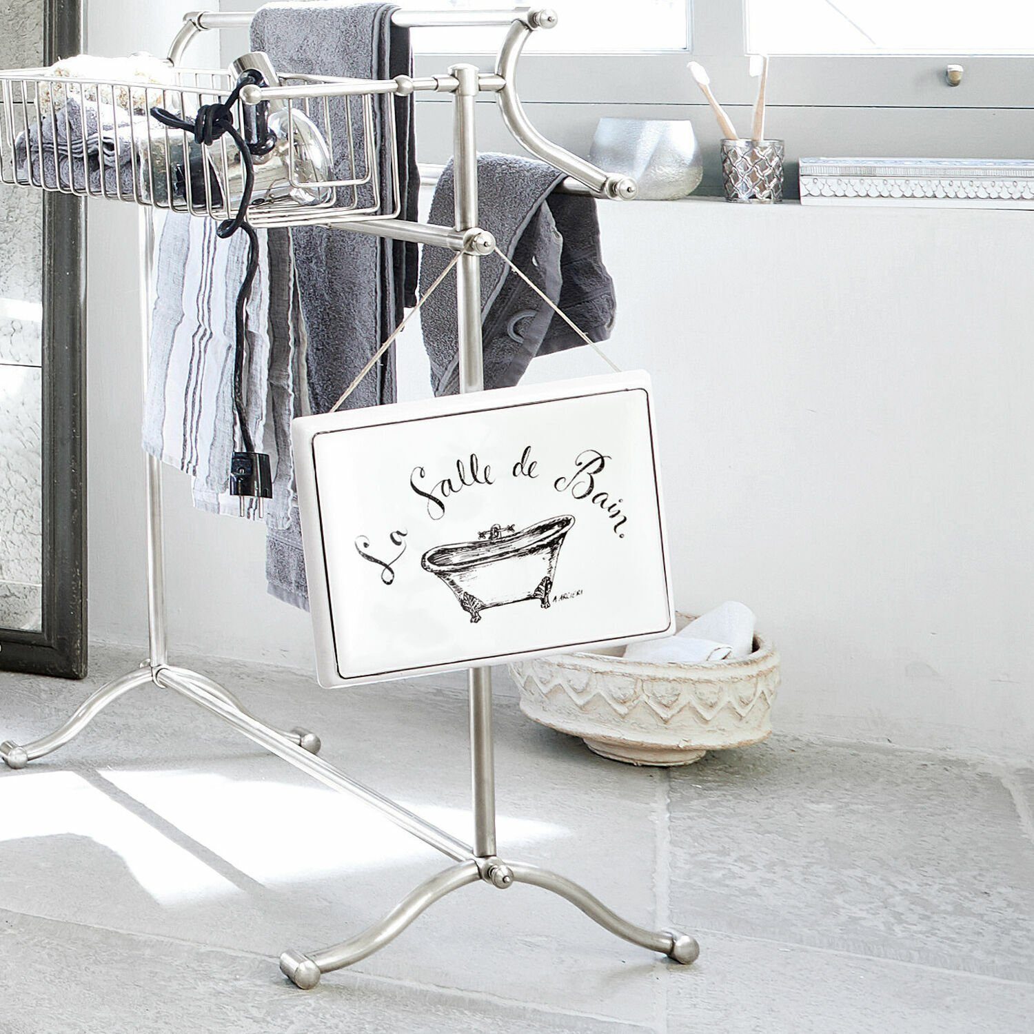 Mirabeau Wanddekoobjekt Deko-Schild La salle de bain weiß