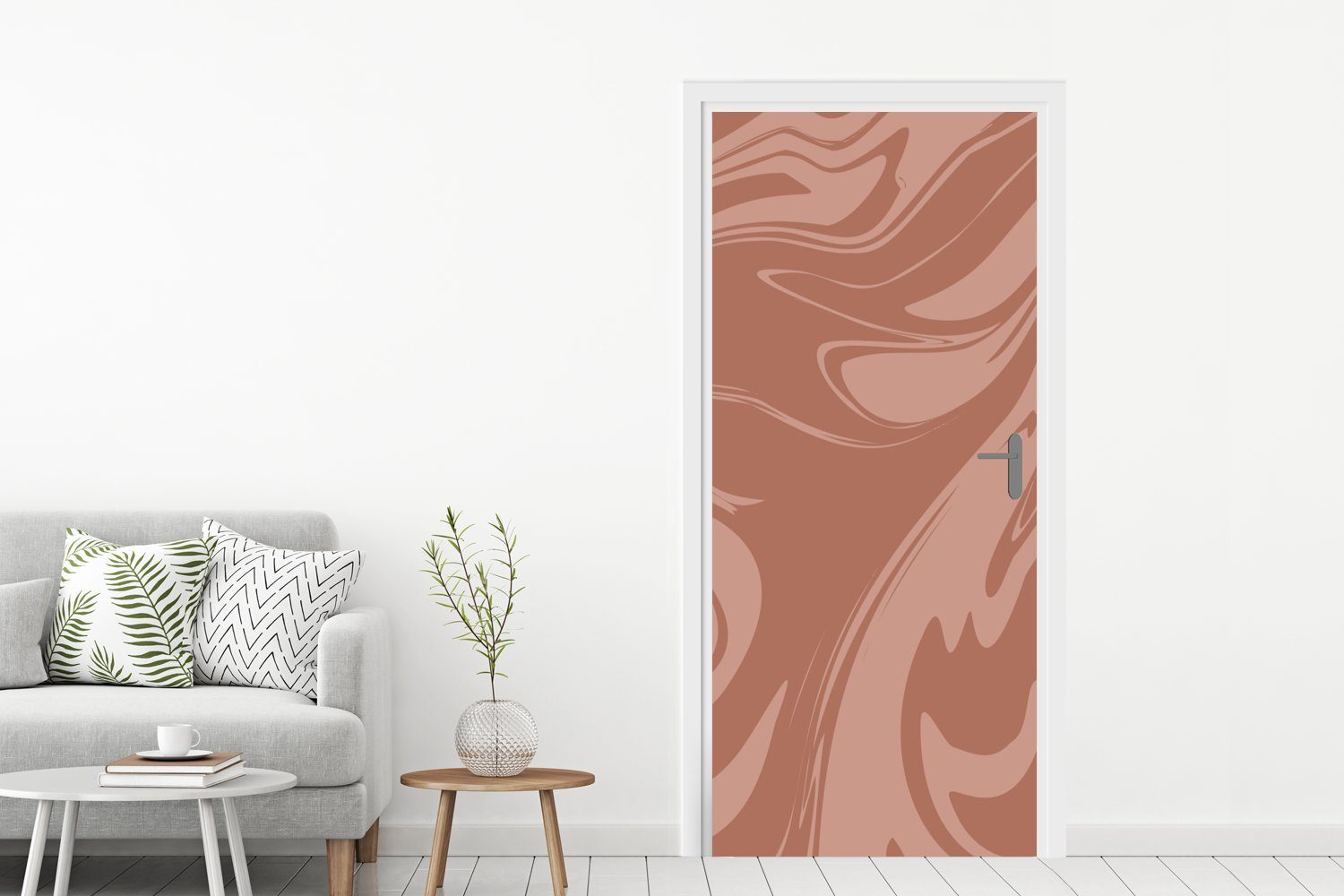 Tür, Türaufkleber, (1 cm 75x205 - Matt, Fototapete bedruckt, St), Türtapete Schokolade, MuchoWow für - Braun Marmor